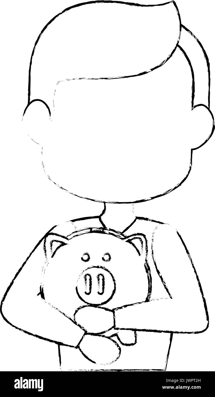 Hand mit einem Sparschwein Symbol auf weißem Hintergrund Vector Illustration Stock Vektor