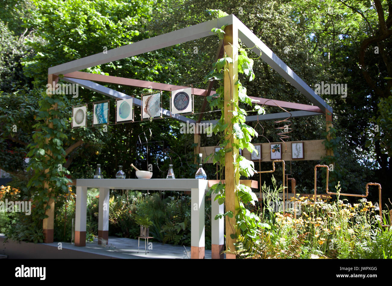 Die Seedlip Garten von Dr. Catherine MacDonald, inspiriert von der weltweit ersten Seedlip Distiller von alkoholfreie Branntweine, ein Handwerker Garten an der RHS Chels Stockfoto