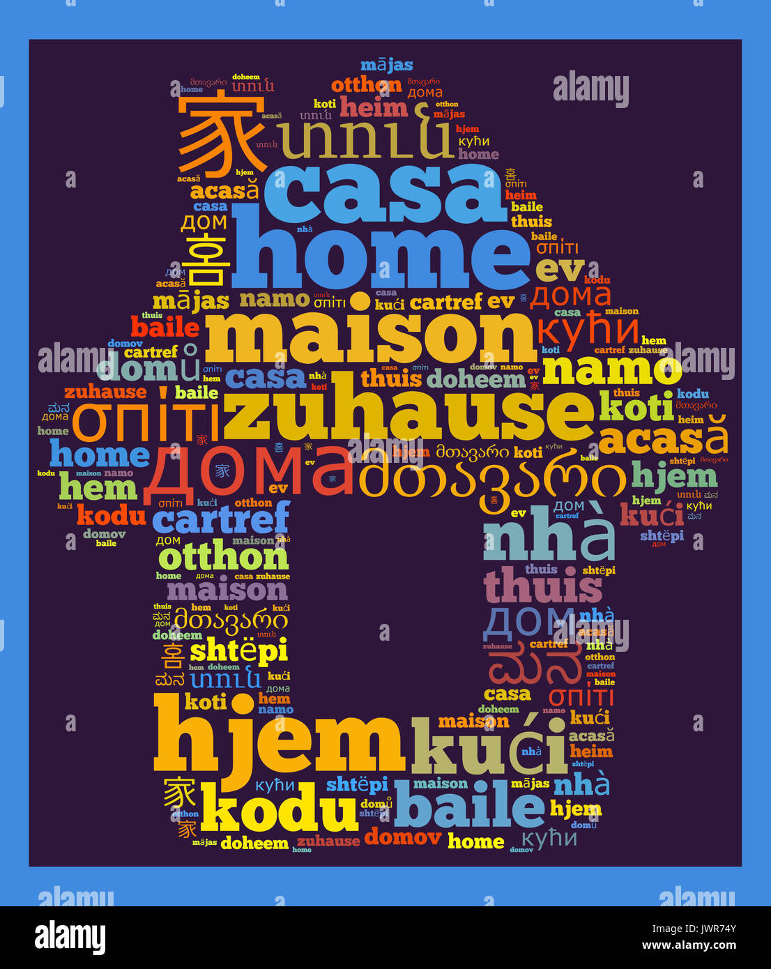 Wort in verschiedenen Sprachen word cloud Konzept Stockfotografie Alamy