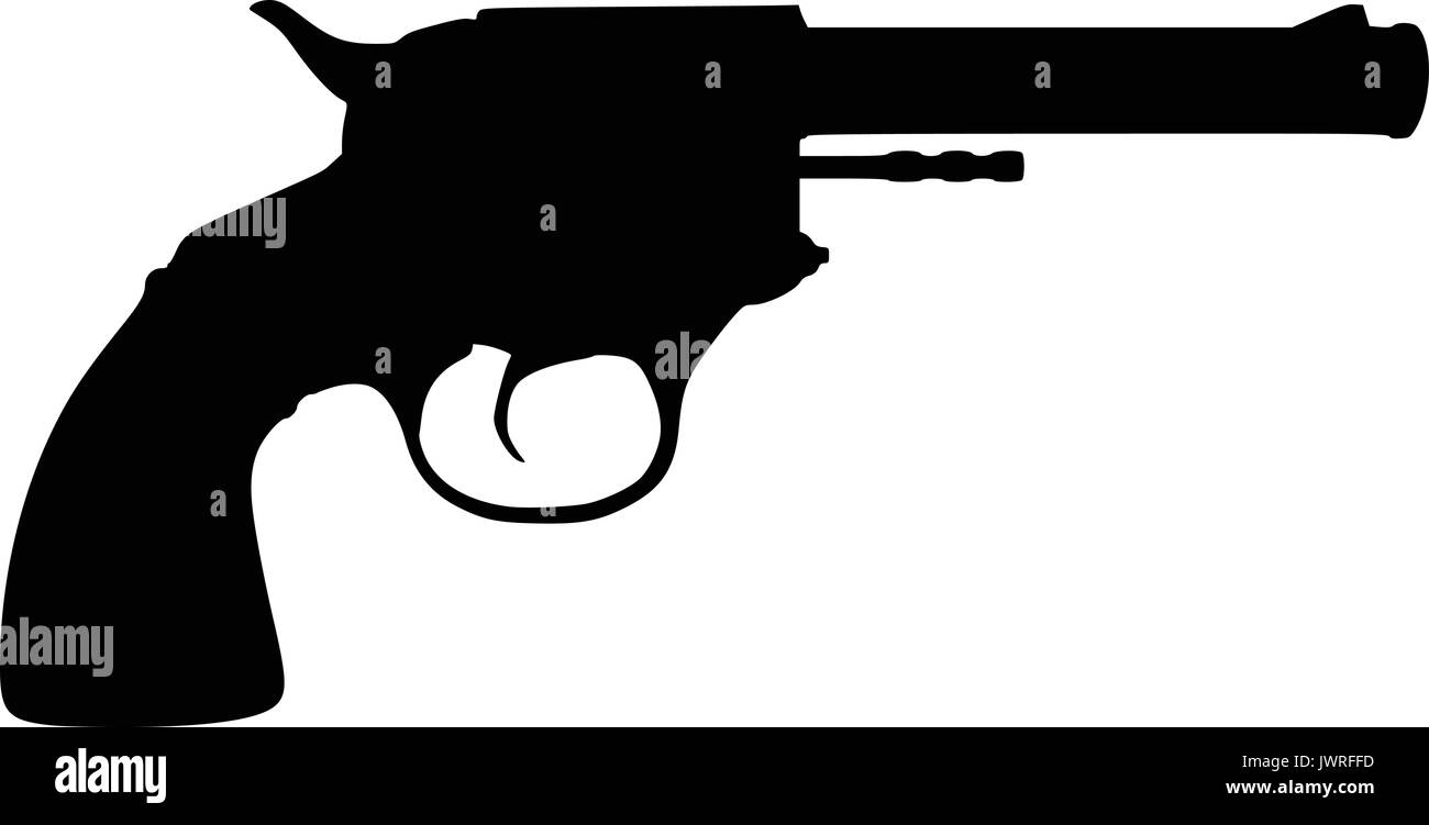 Eine schwarze und weiße Silhouette einer Pistole Stock Vektor