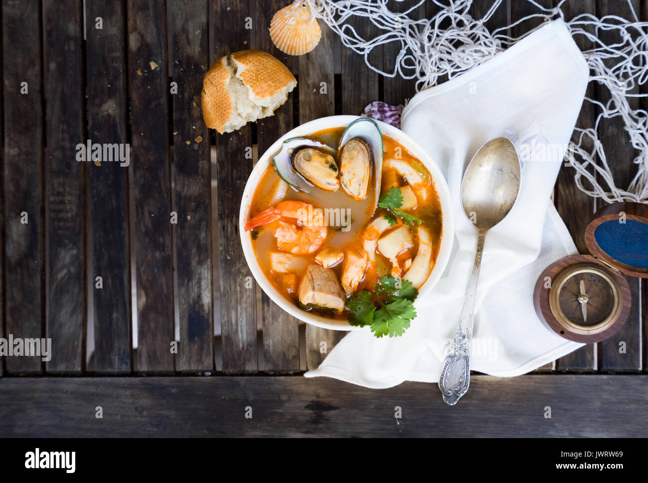Bouillabaisse Französische Seafood Suppe Stockfoto