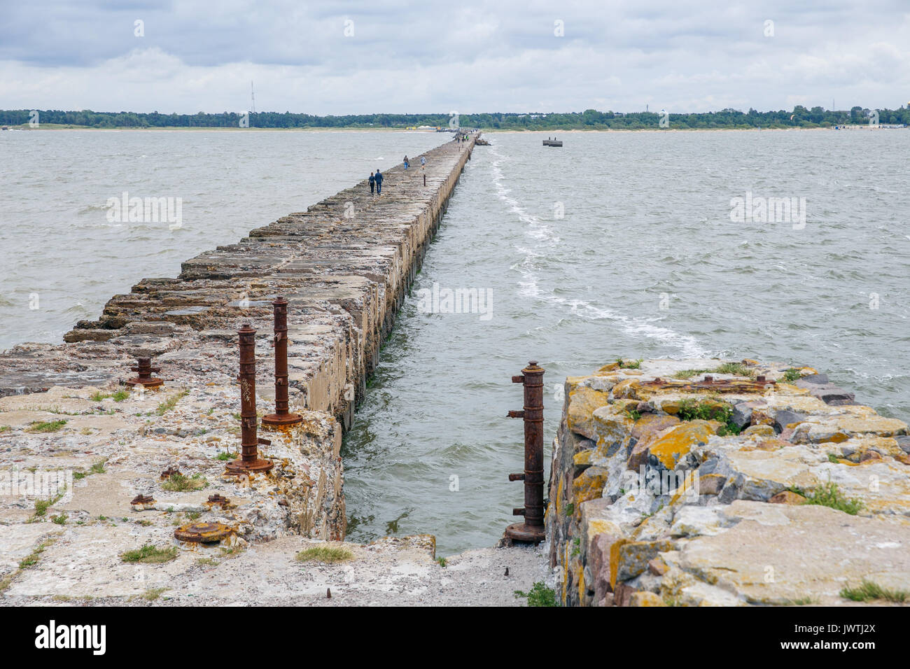 Baltic Beach Mole in Liepaja, Lettland. Karaosta 2017. Stockfoto