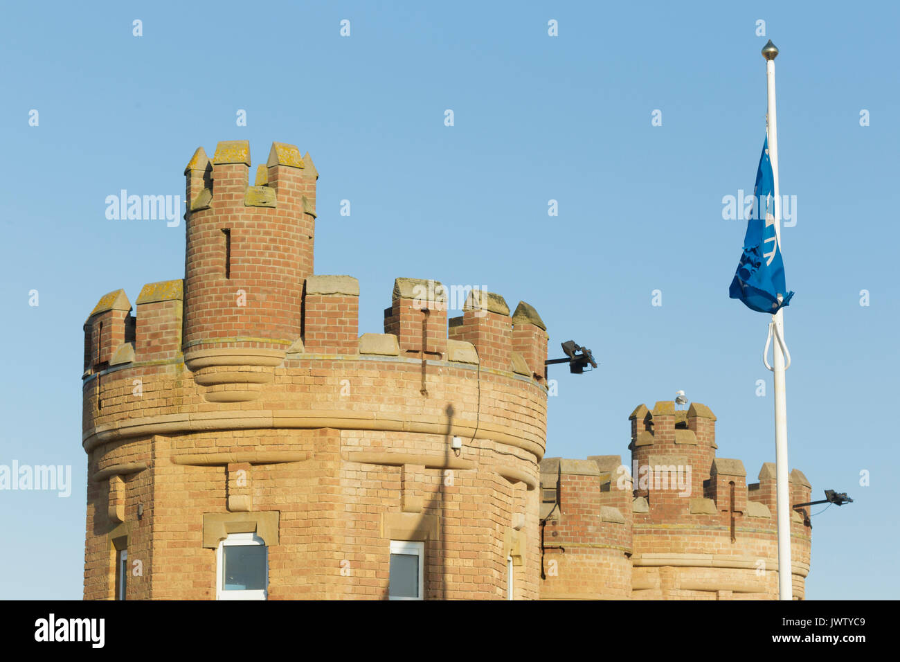 Pier Türme, withernsea Promenade, East Yorkshire, England, August Stockfoto