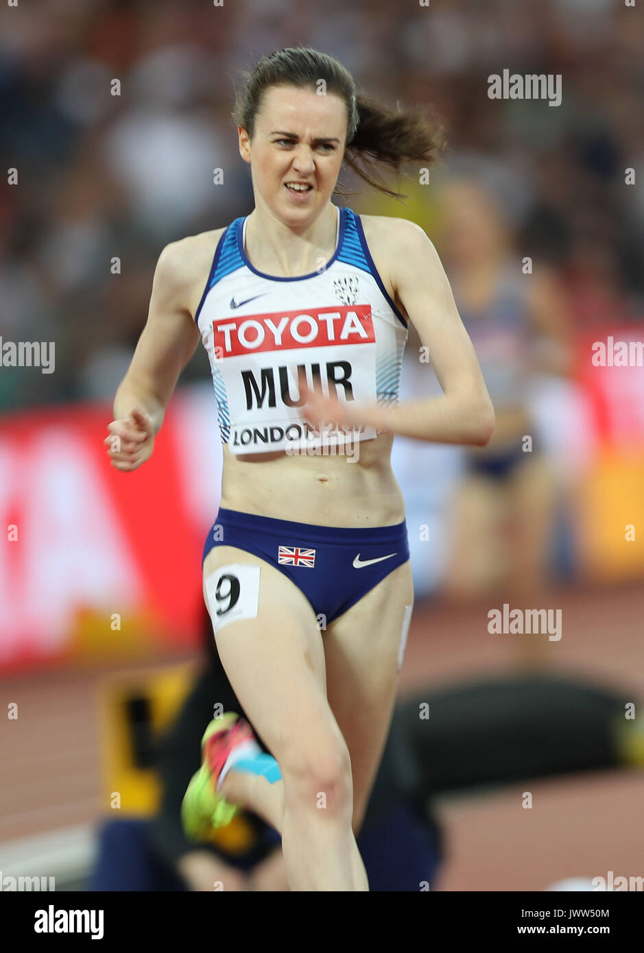 London, Großbritannien. 13 Aug, 2017. Laura Muir, Großbritannien, gräbt tief in der Frauen 5000m Finale am Tag zehn der IAAF London 2017 Weltmeisterschaften am London Stadion. Credit: Paul Davey/Alamy leben Nachrichten Stockfoto