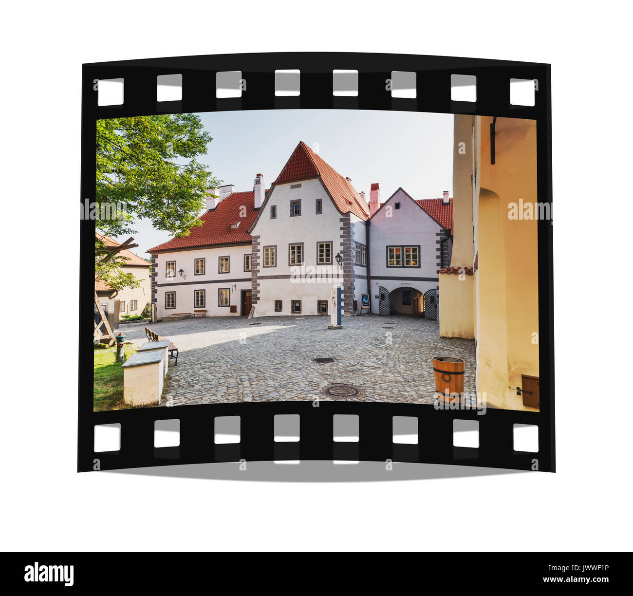 Der Klosterhof ist in der Stadt Cesky Krumlov an der Moldau in Böhmen, Jihocesky kraj, Tschechische Republik, Europa Stockfoto