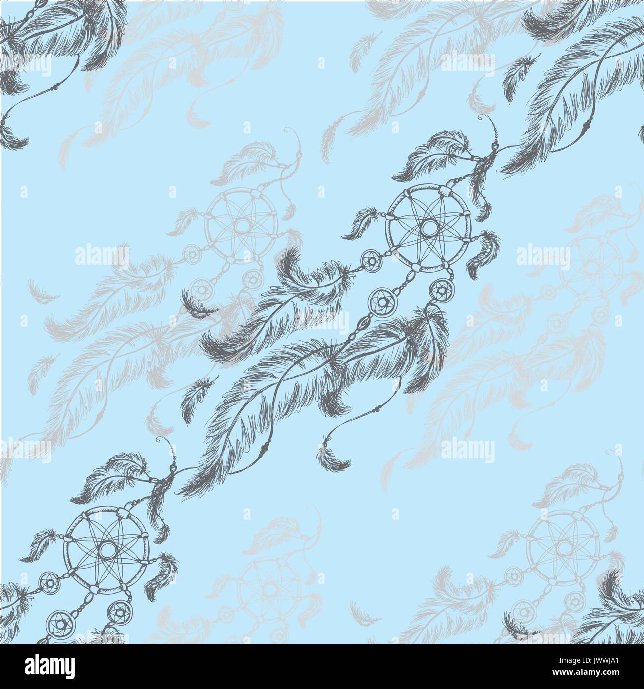 Nahtlose Muster dreamcatcher. Hand Zeichnung. Nahtlose Muster kann für Tapeten verwendet werden, musterfüllungen, Webseite Hintergründe, Oberflächenstrukturen Stock Vektor