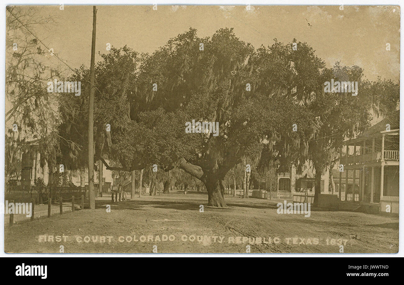 Erste Gericht, Colorado County, Republik von Texas, 1837 Stockfoto