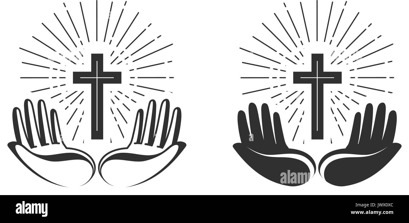 Religion Konzept. Bibel, Kirche, glauben, beten, Symbol oder Symbol. Vector Illustration Stock Vektor
