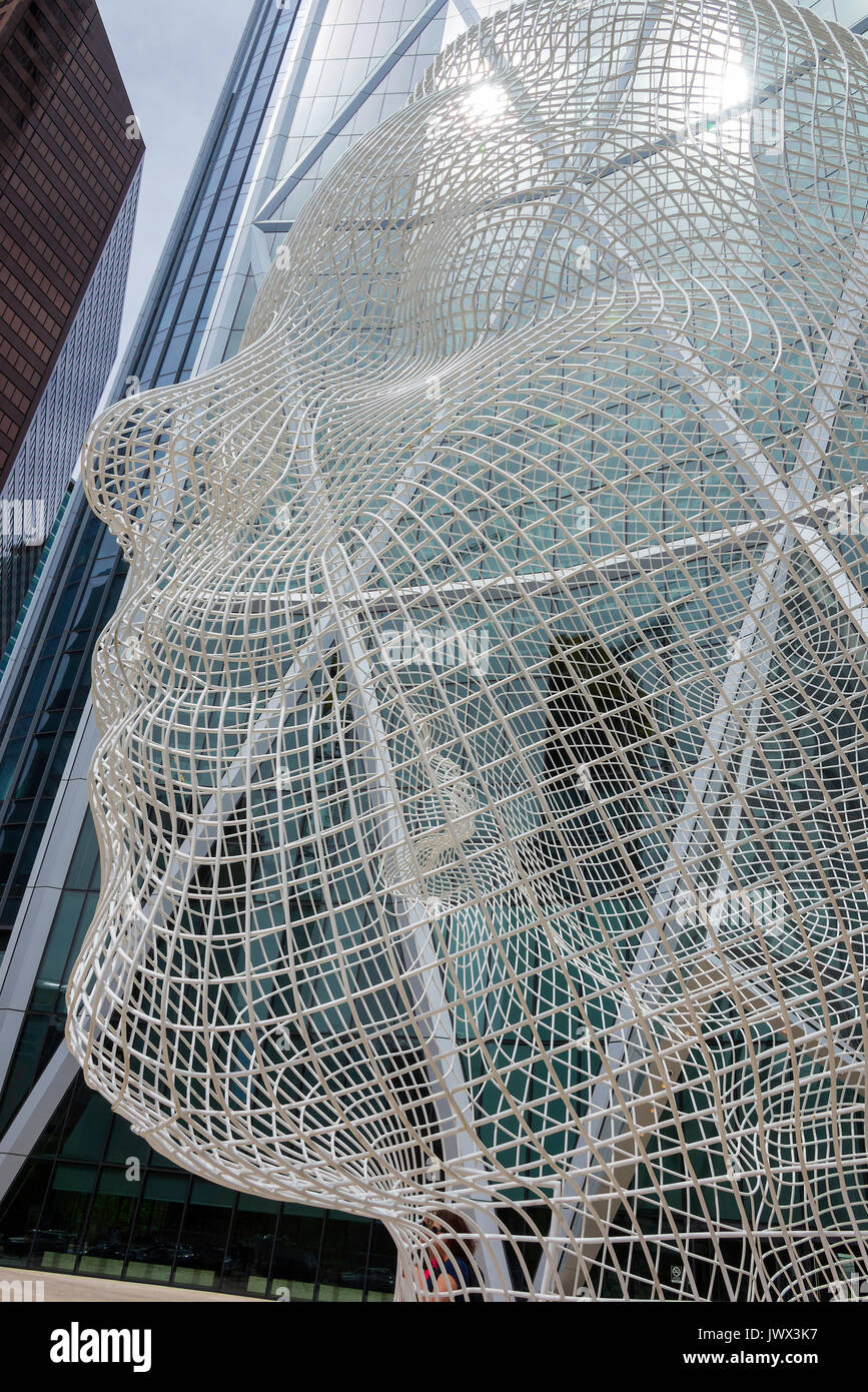 Die schöne Wunderland Skulptur von Jaume Plensa in Calgary, Alberta, Kanada Stockfoto