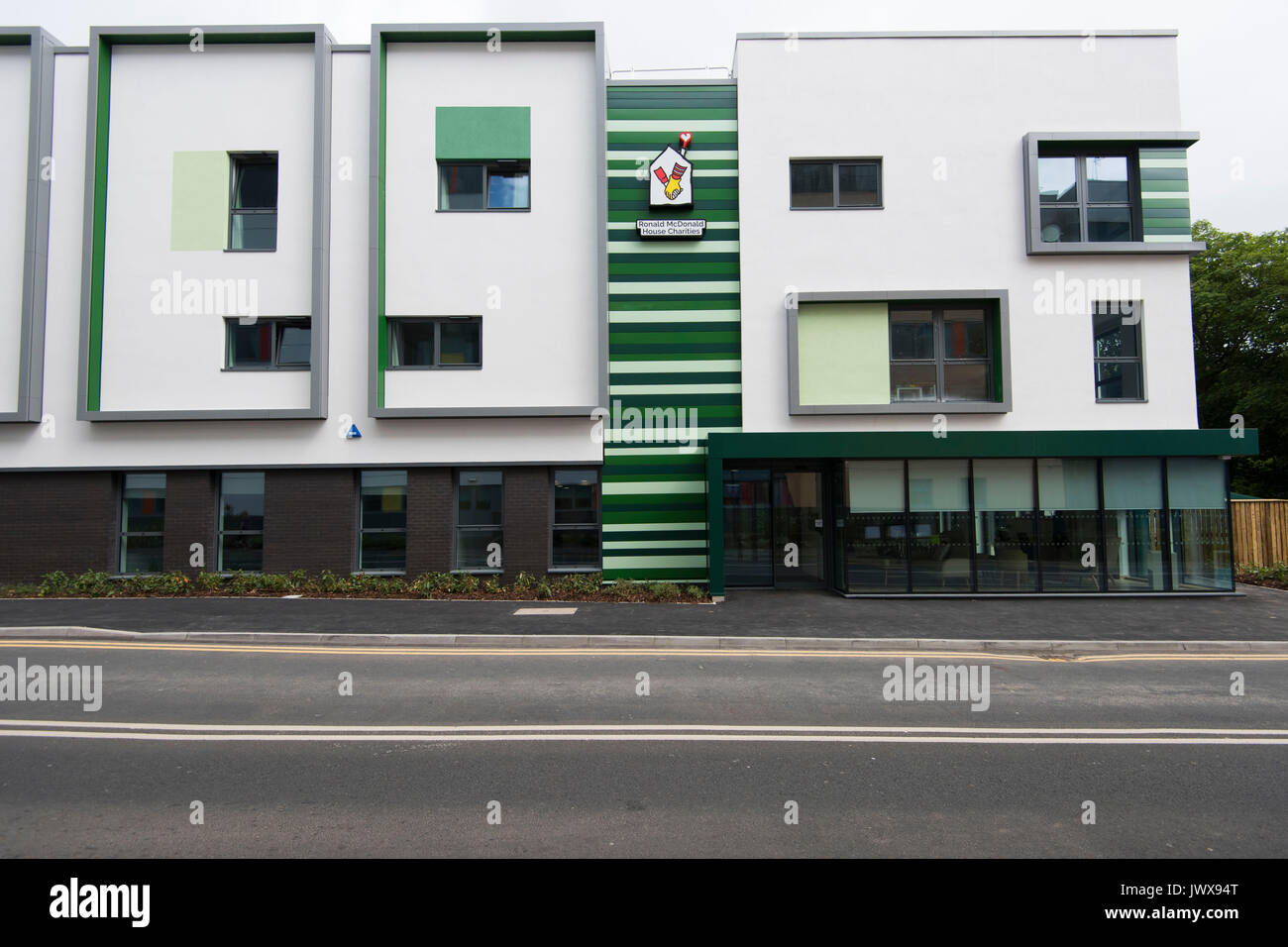 Ronald McDonald House Charities Gebäude an Heide Krankenhaus in Cardiff, Wales, UK. Stockfoto