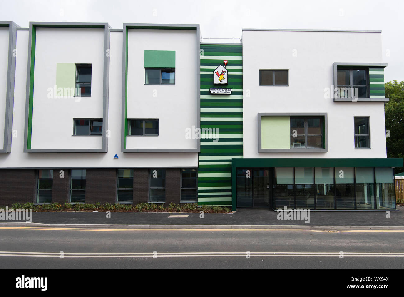 Ronald McDonald House Charities Gebäude an Heide Krankenhaus in Cardiff, Wales, UK. Stockfoto