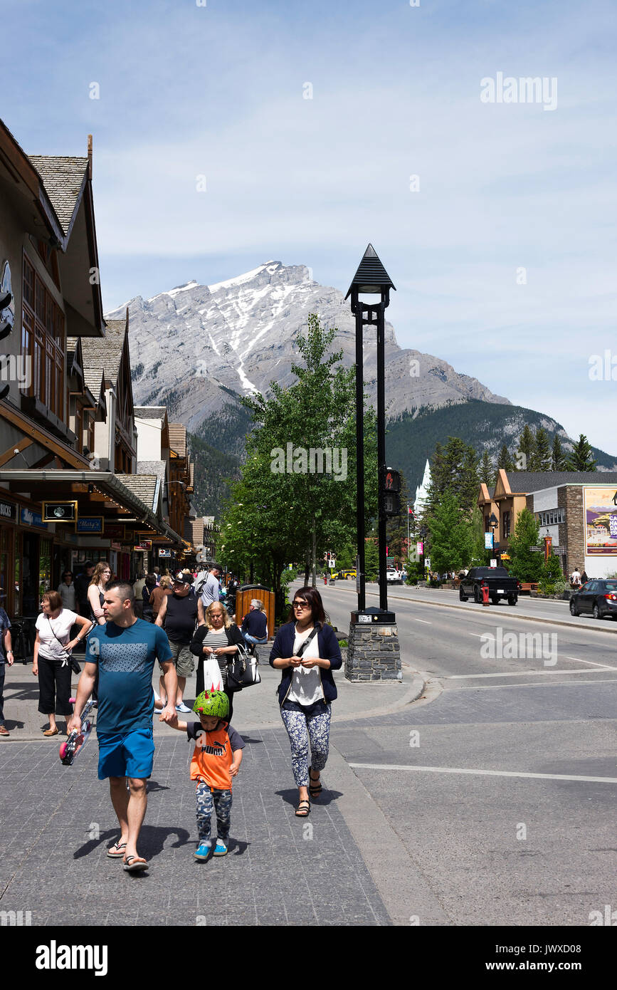 Die wunderschöne Stadt Banff im Banff National Park, Alberta, Kanada Stockfoto