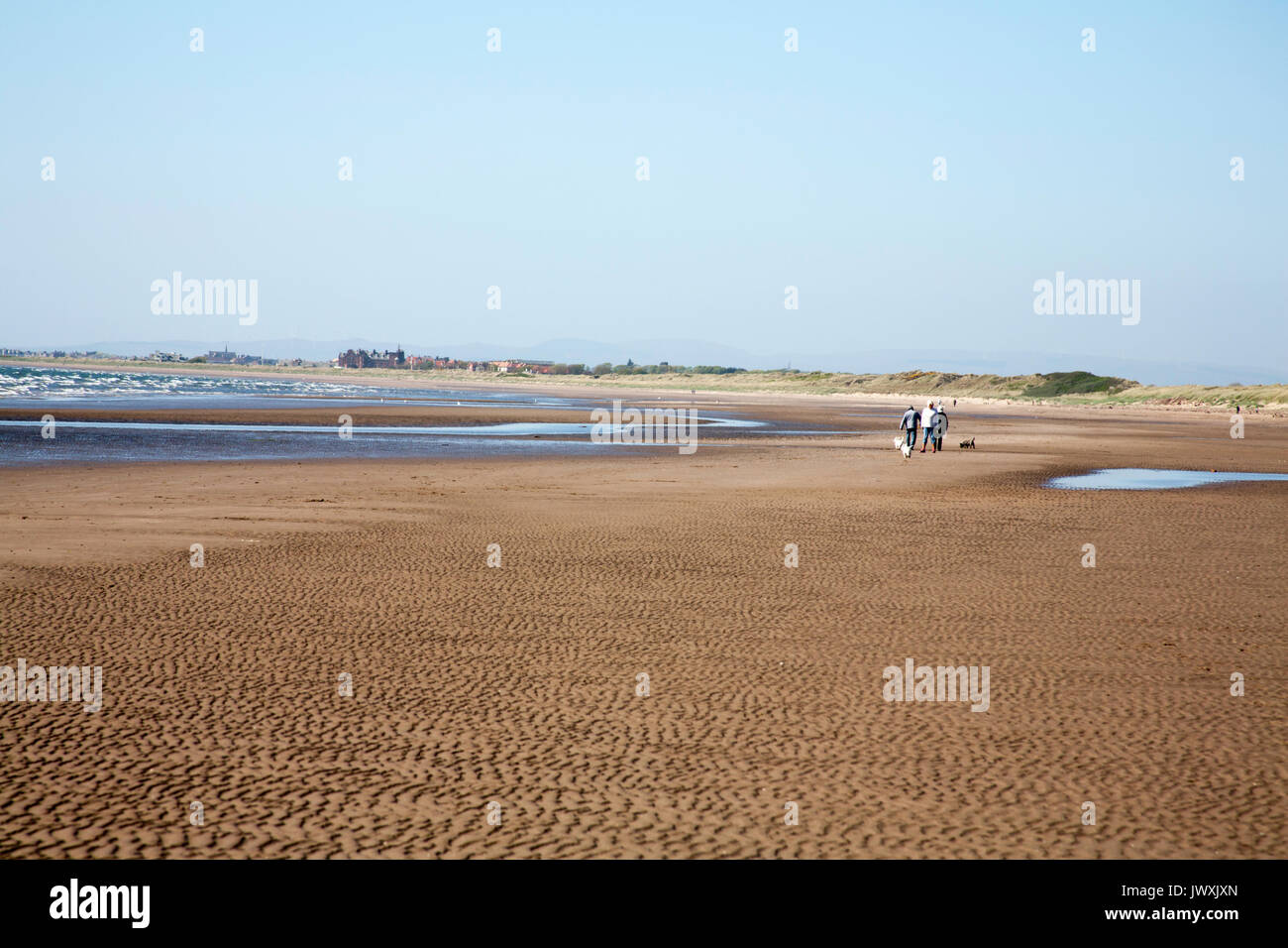 Der Strand von Prestwick an einer ruhigen aber sonniger Frühlingstag Ayrshire, Schottland Stockfoto