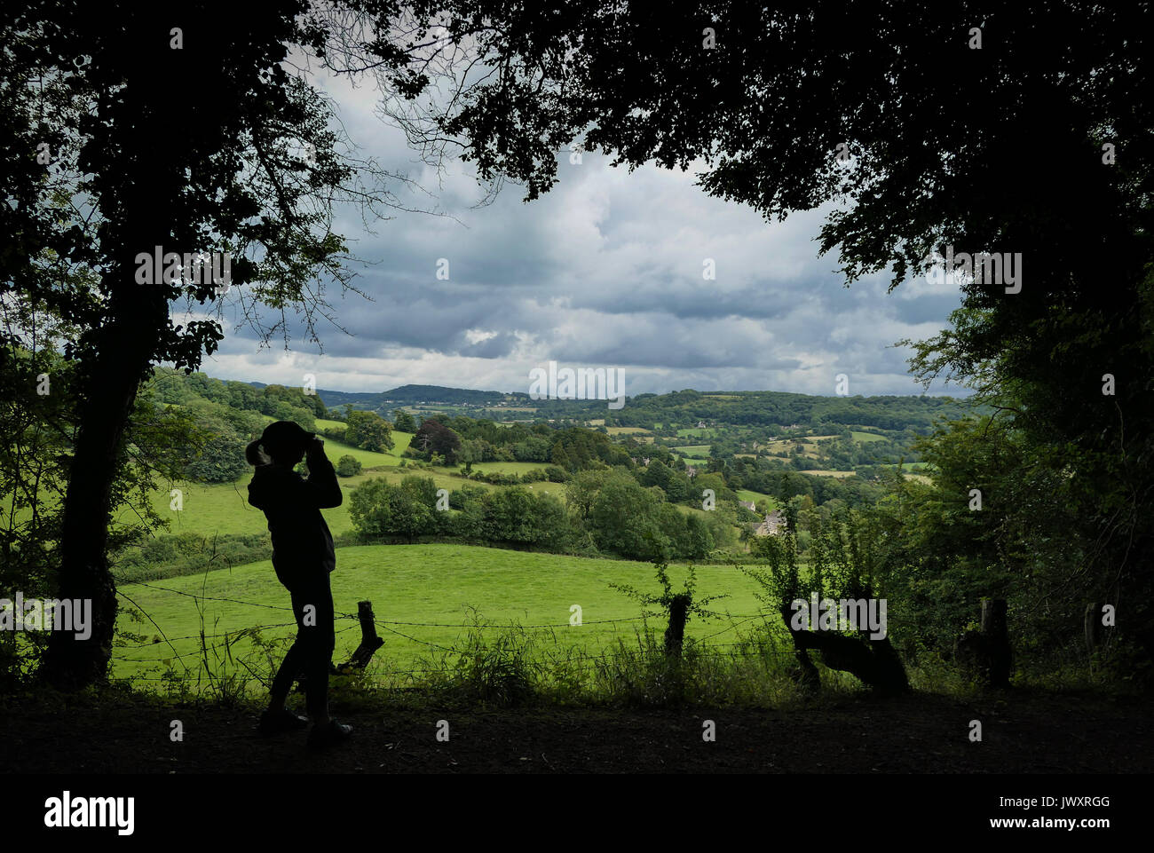 Ein rambler Ansichten der Landschaft in der Nähe von Pitchcombe, England Stockfoto