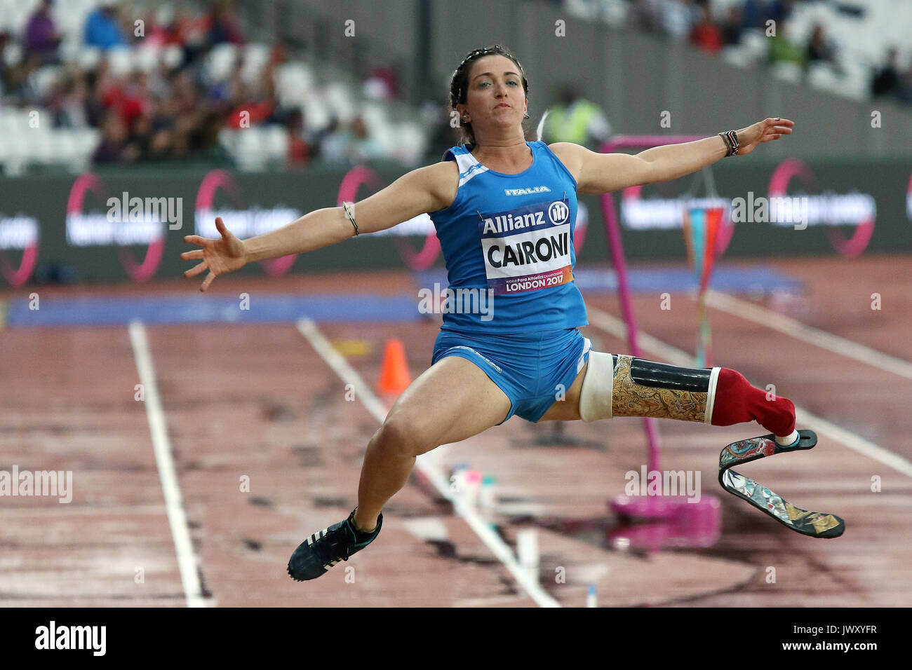 Martina CAIRONI von Italien in der Frauen Weitsprung T42 Finale auf der Welt Para Meisterschaften in London 2017 Stockfoto