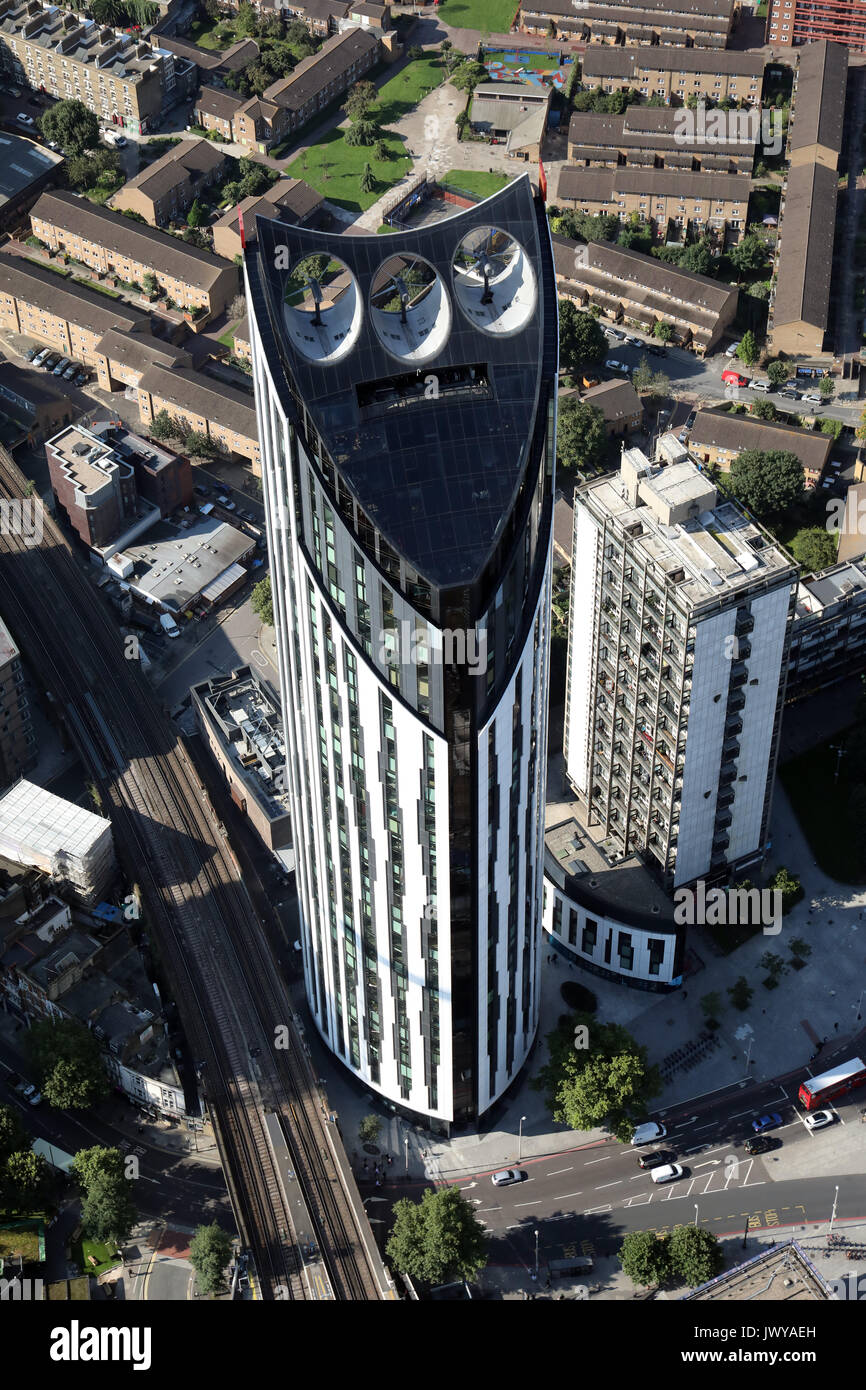 Luftaufnahme der Schichten Gebäude in London SE1, UK Stockfoto