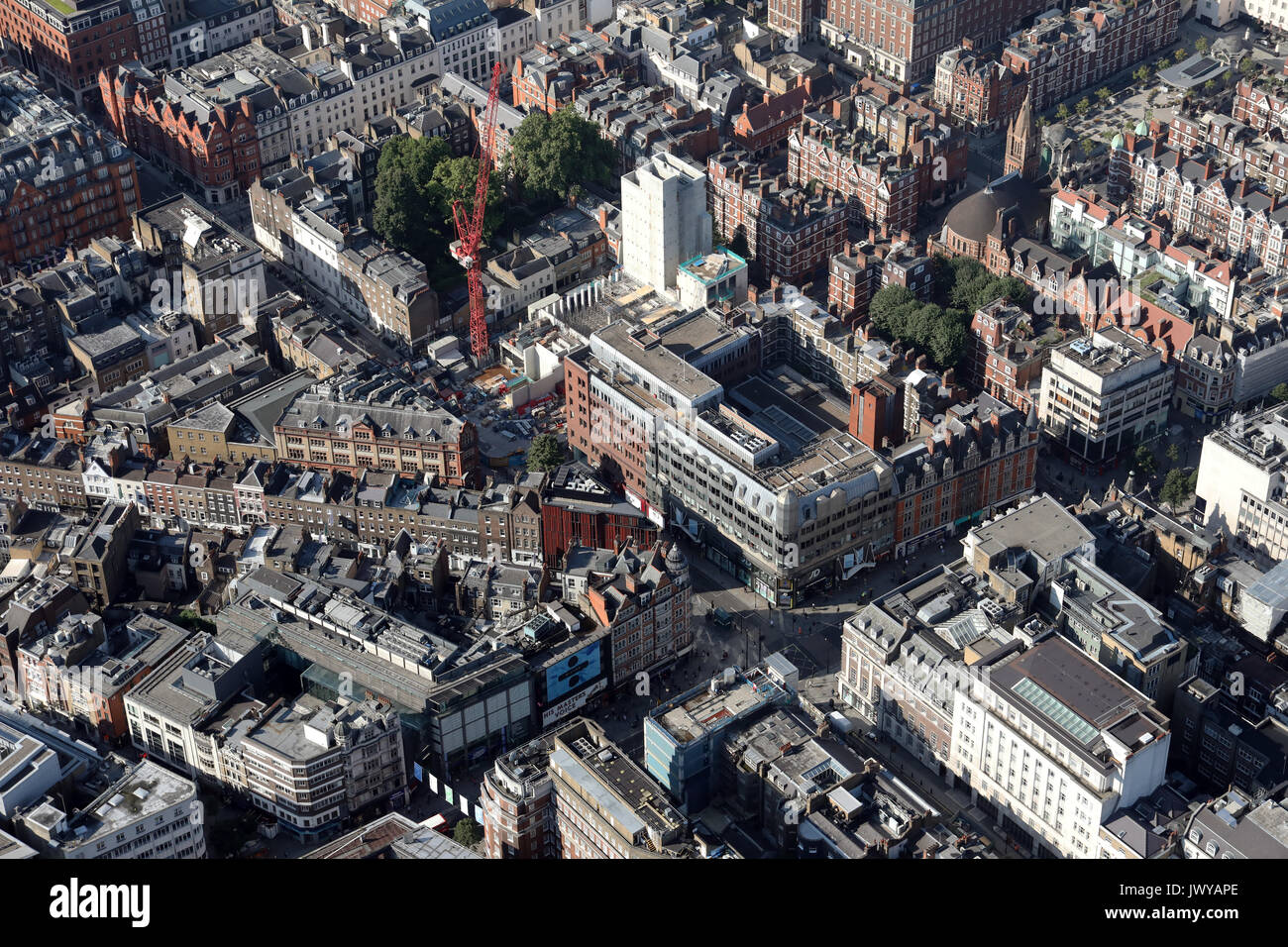 Luftaufnahme von der Oxford Street, West London, Großbritannien Stockfoto