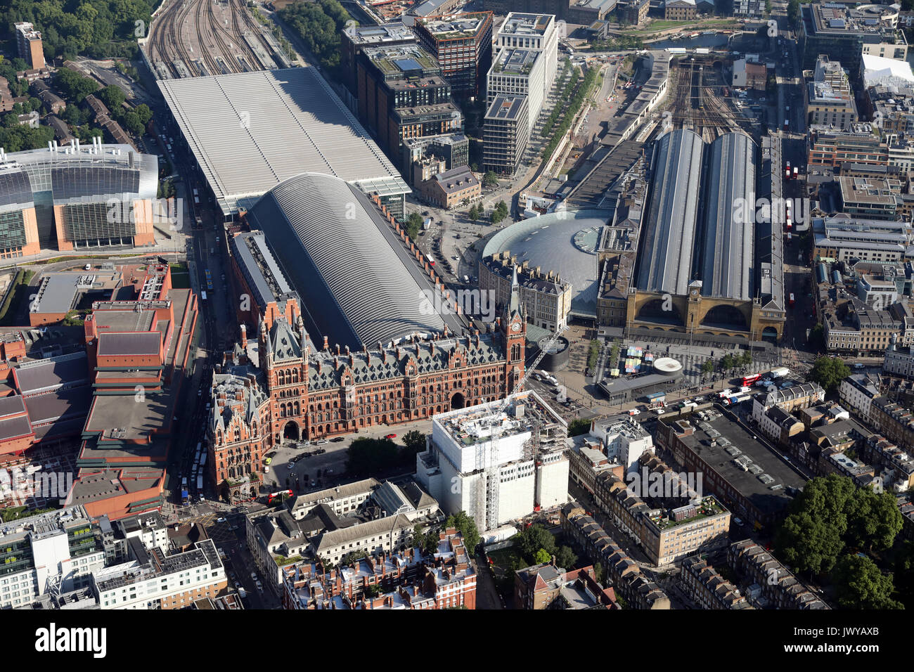 Luftaufnahme von St. Pancras & Kings Cross Station, London, UK Stockfoto