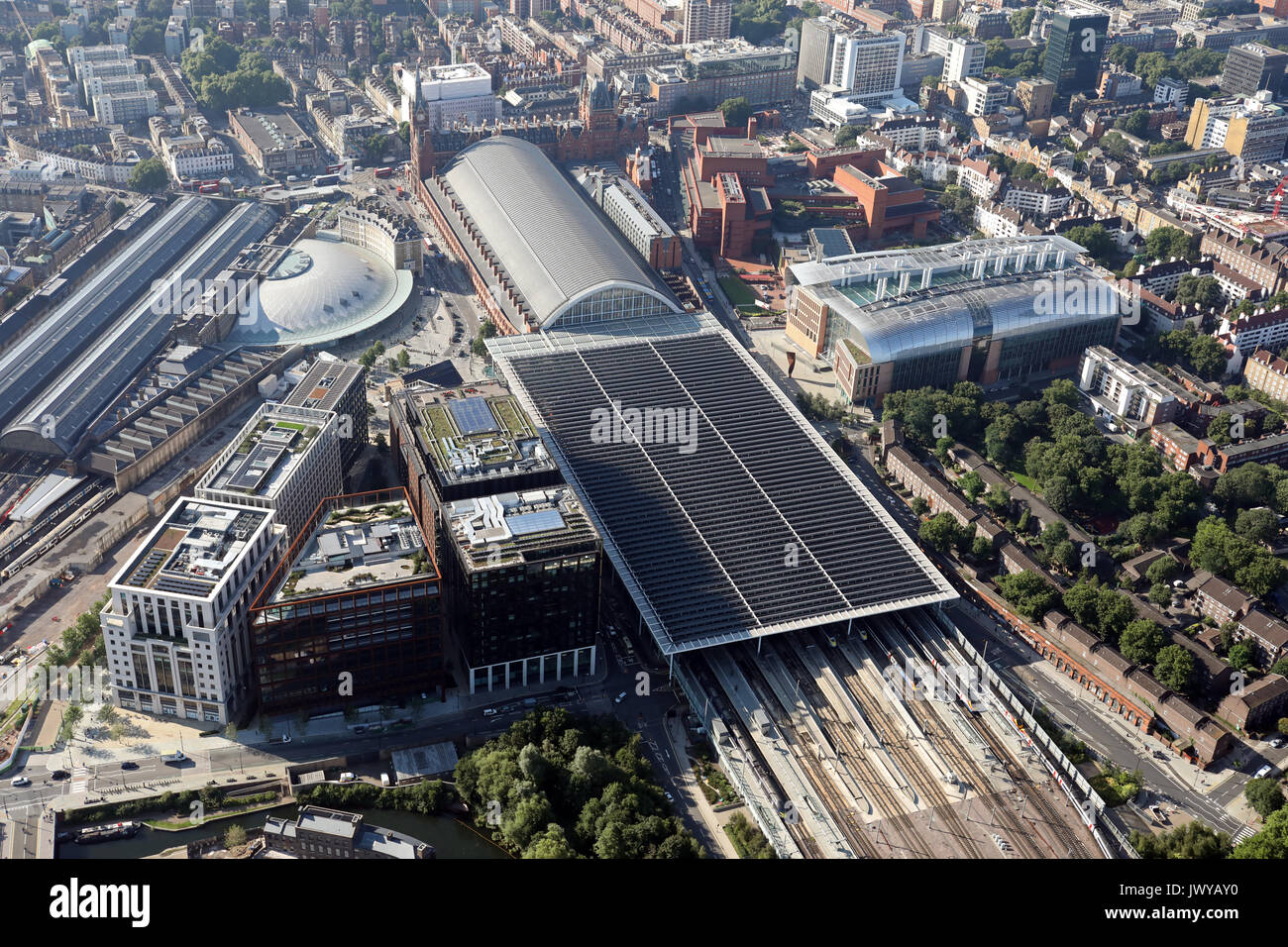 Luftaufnahme von St. Pancras & Kings Cross Station, London, UK Stockfoto