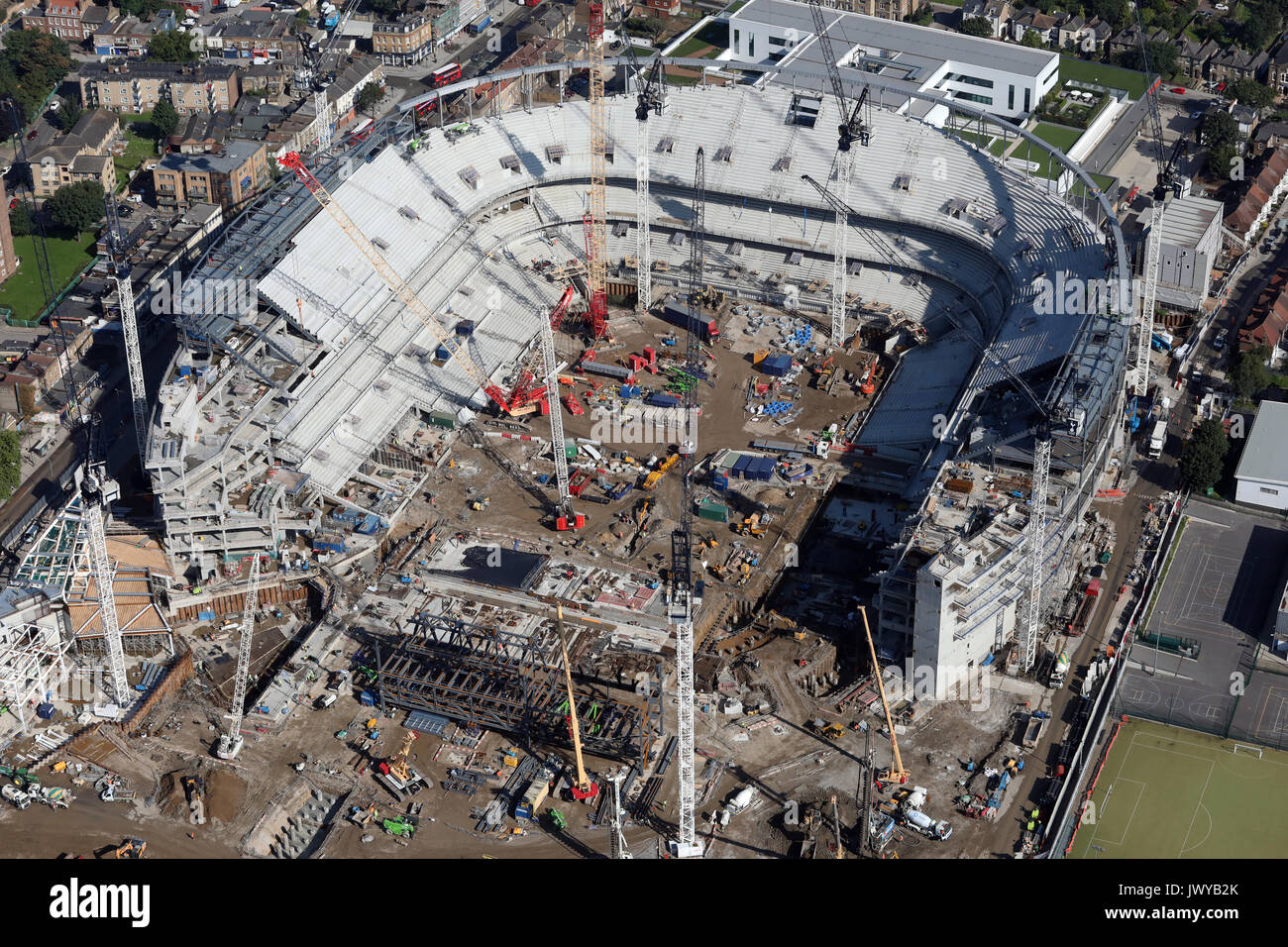 Luftaufnahme des Tottenham Hotspur Stadions im Bau, London, Großbritannien Stockfoto