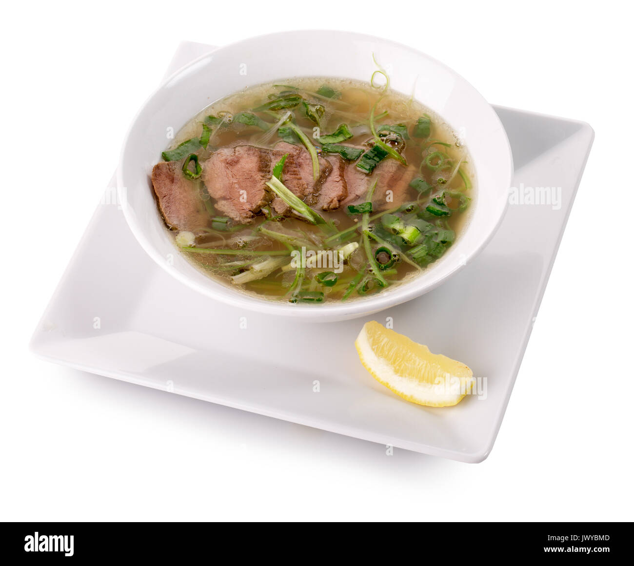 Thailändische Suppe mit Fleisch. Stockfoto