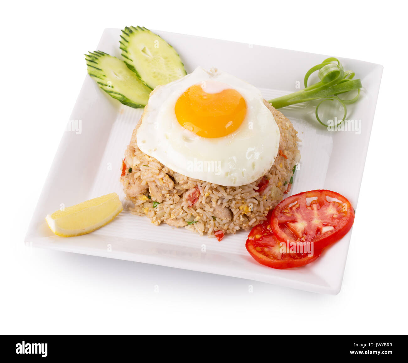 Reis mit Gemüse und Ei. Stockfoto