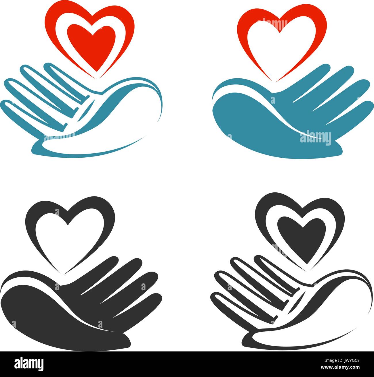 Gesundheit, Spende, liebe Logo oder Label. Hand, Herz, Symbol. Vector Illustration Stock Vektor