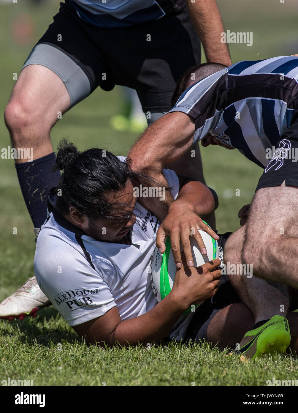 Mt. Shasta vs Modesto Huren an der Rugby Sevens Turnier in Mount Shasta, Kalifornien. Stockfoto