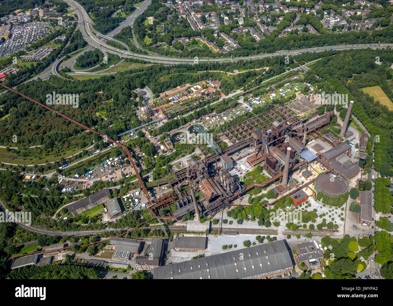 Landschaftspark Duisburg - Nord, Emscherstraße, 24h-Radrennen, Industriekultur, Weltkulturerbe, Duisburg, Ruhrgebiet, Nordrhein-Westfalen, Stockfoto