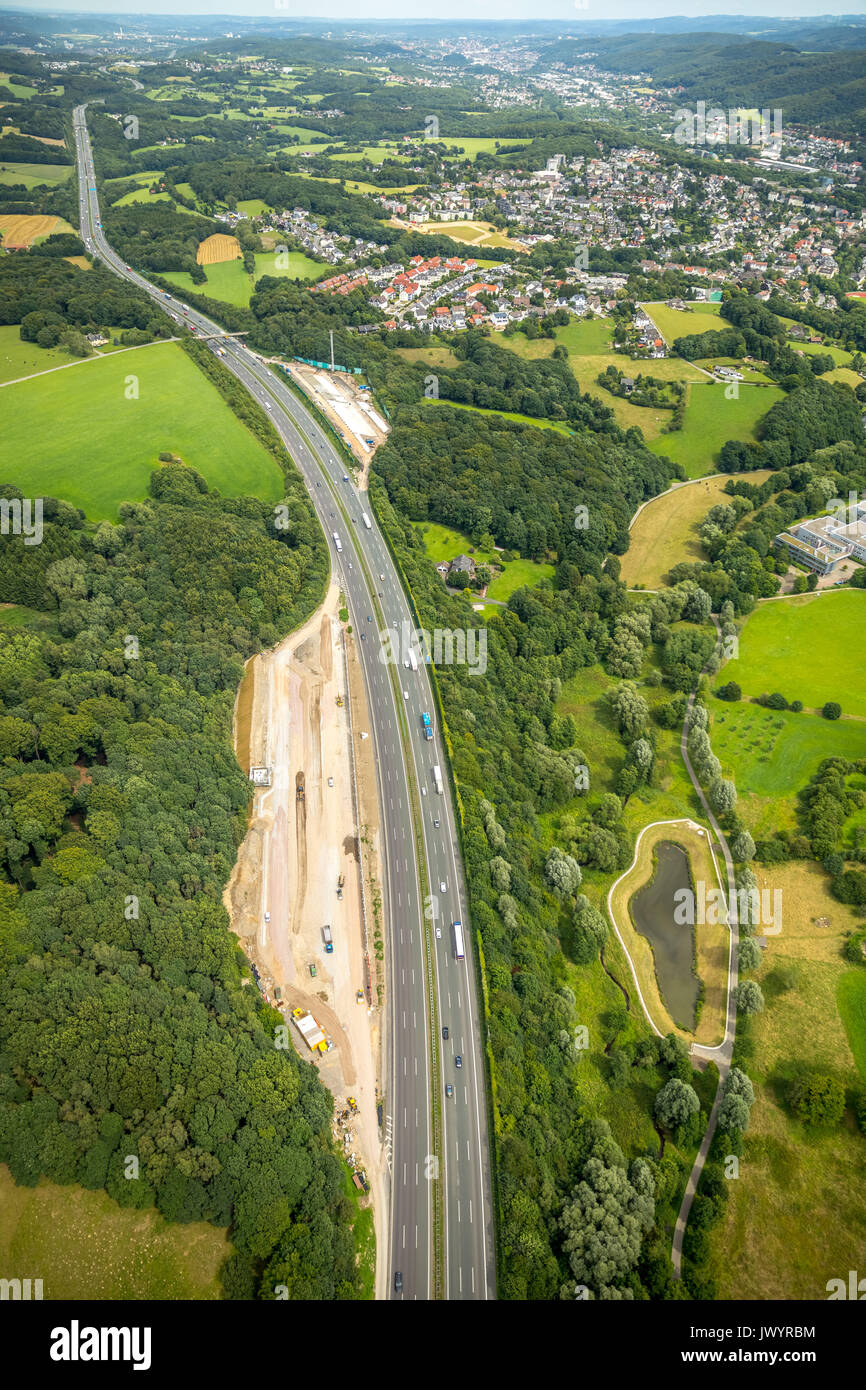 Bau von neuen LKW-Verleih, Lkw Ruhezeiten, Lenkzeiten, Autobahn, Autobahn A1 mit ruhestätte Klosterholz und Bruchmühle un Stockfoto