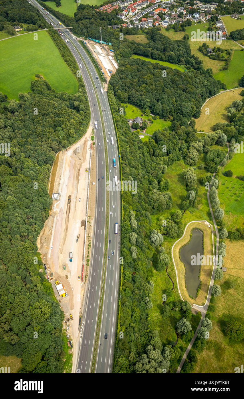 Bau von neuen LKW-Verleih, Lkw Ruhezeiten, Lenkzeiten, Autobahn, Autobahn A1 mit ruhestätte Klosterholz und Bruchmühle un Stockfoto