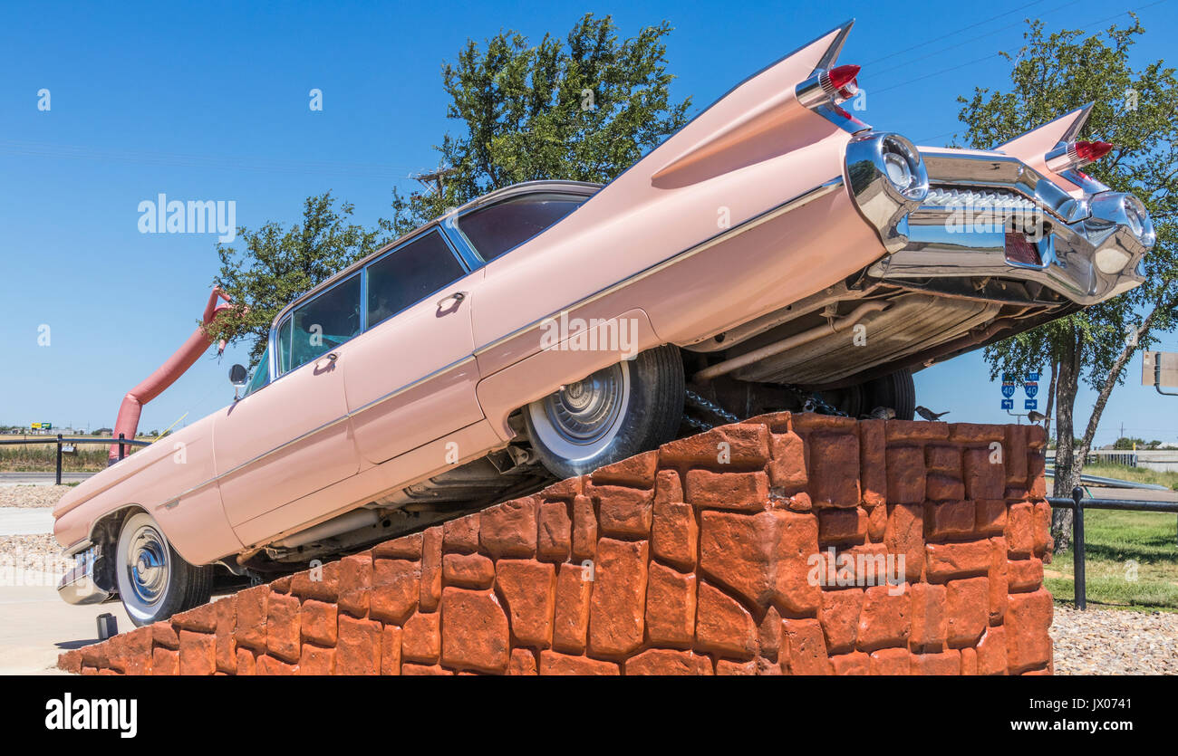 Antike Cadillac bei Cadillac RV Ranch in Amarillo, Texas. Stockfoto