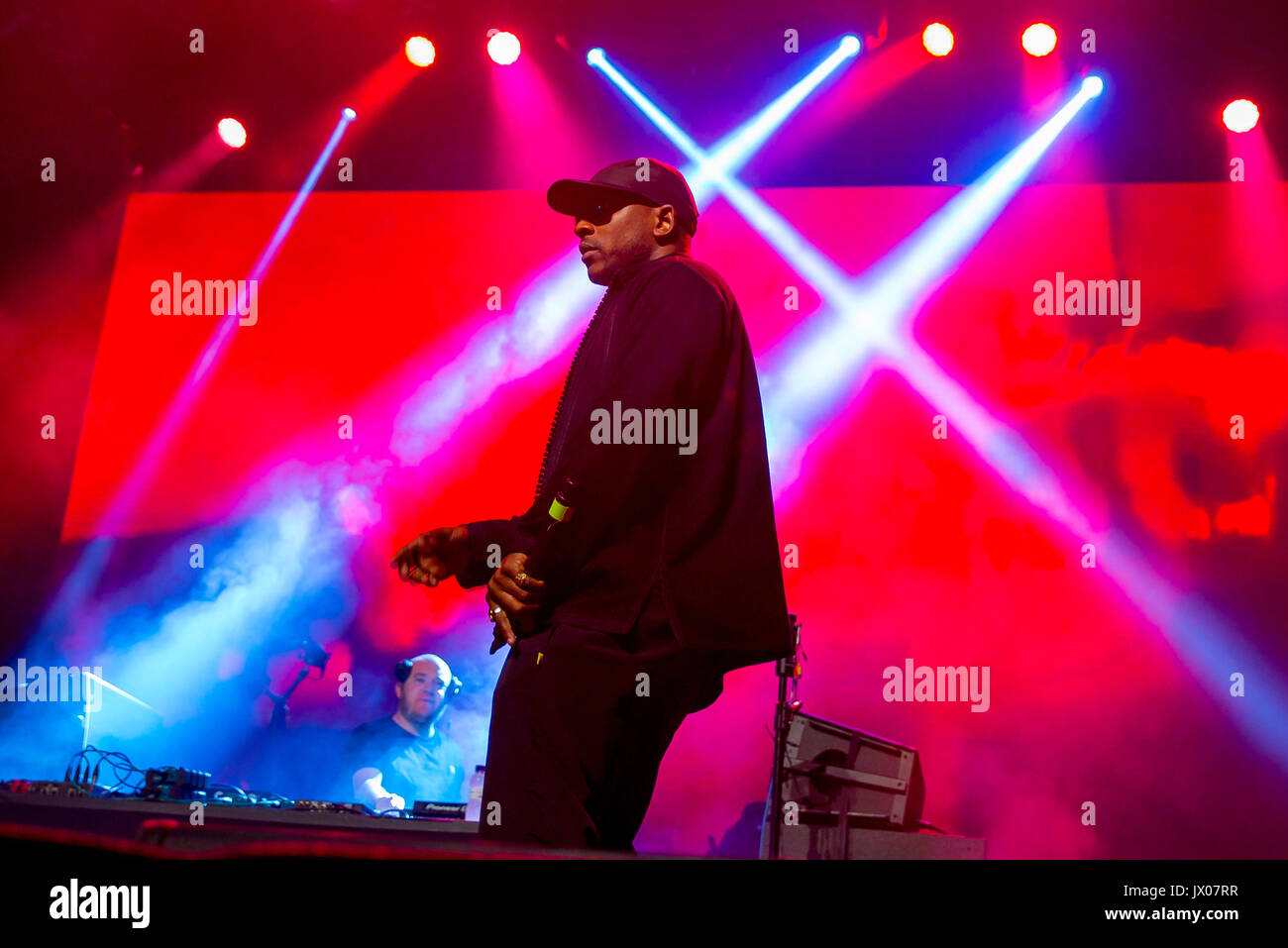 BARCELONA - 18 JUN: Skepta (Band) führen im Konzert beim Sonar Festival am 18. Juni 2016 in Barcelona, Spanien. Stockfoto