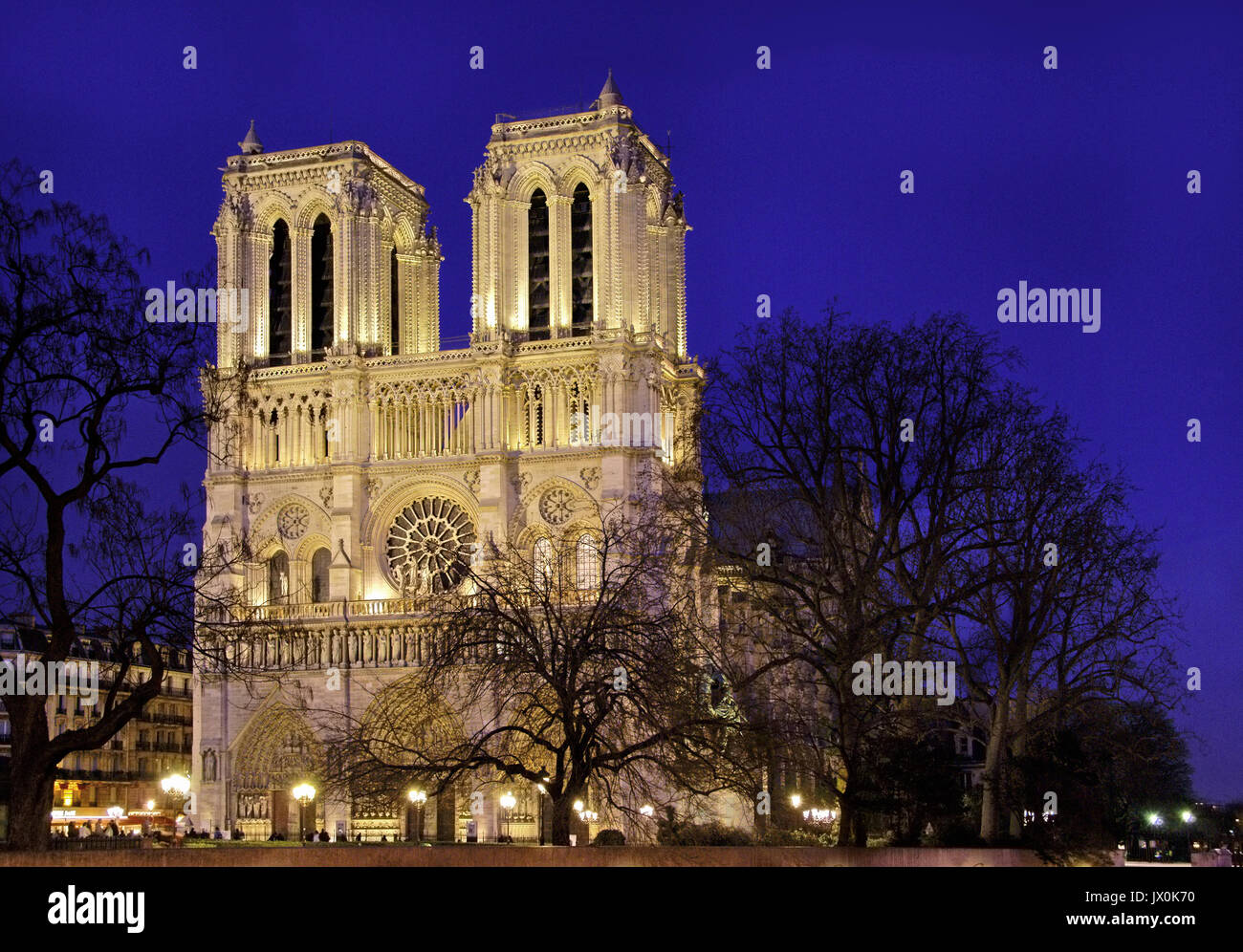 Kathedrale Notre-Dame, Paris, Frankreich, nachts. Stockfoto