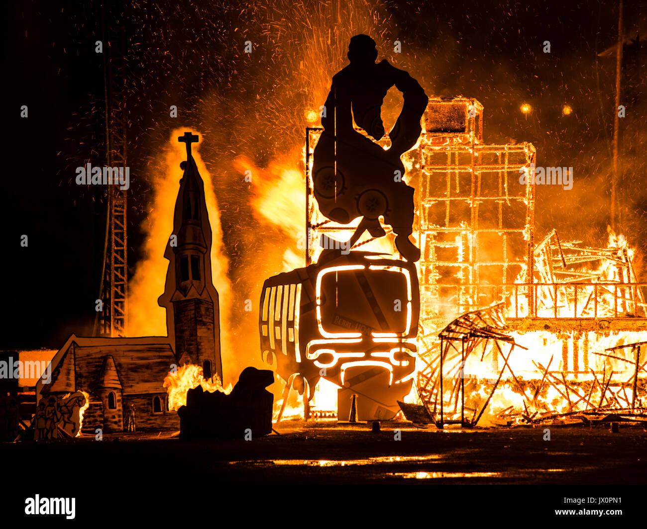 La Falla Einstellung Brand in TOHU Montreal Stockfoto