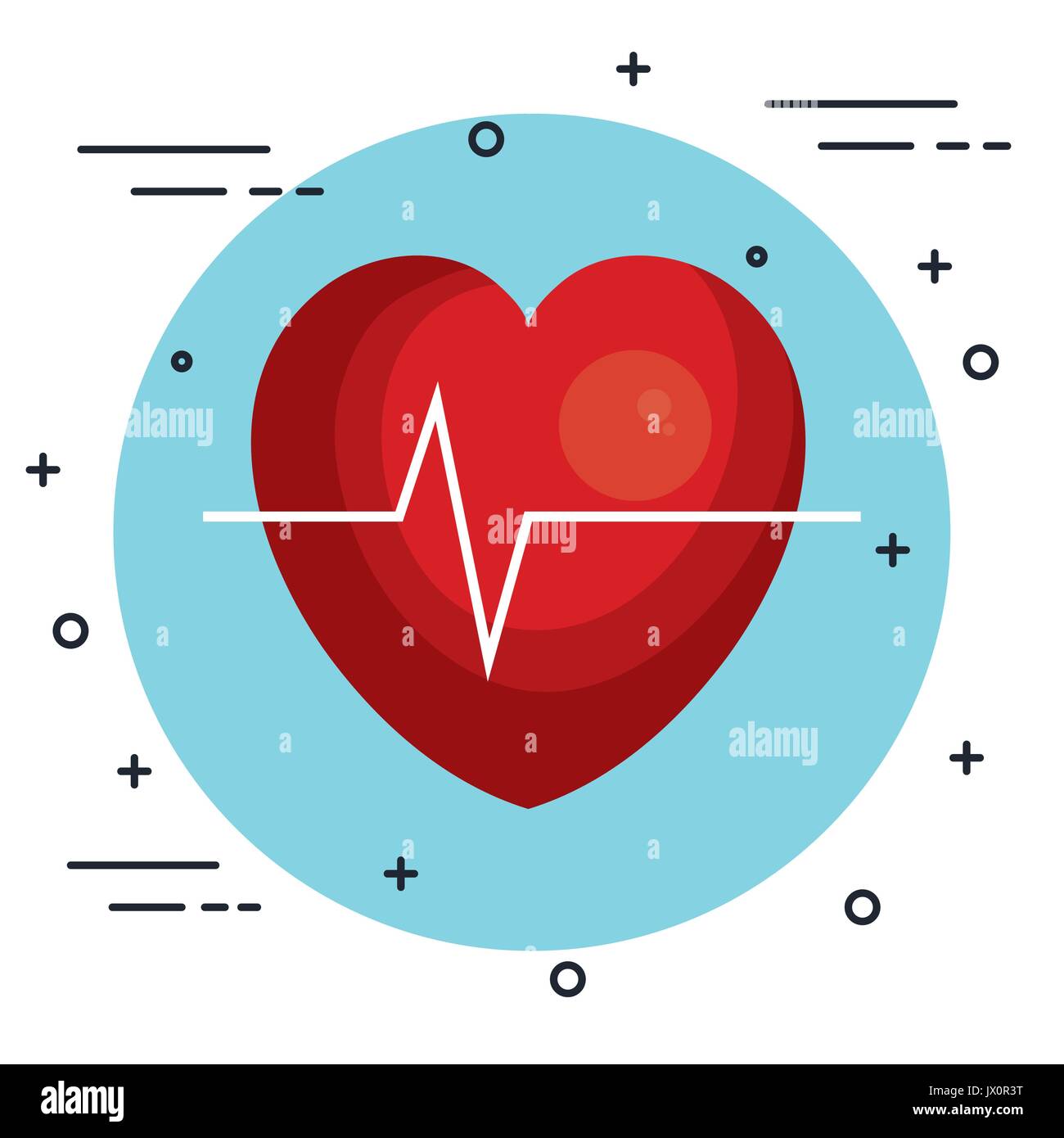 Herz- und EKG-Symbol auf weißem Hintergrund Vector Illustration Stock Vektor