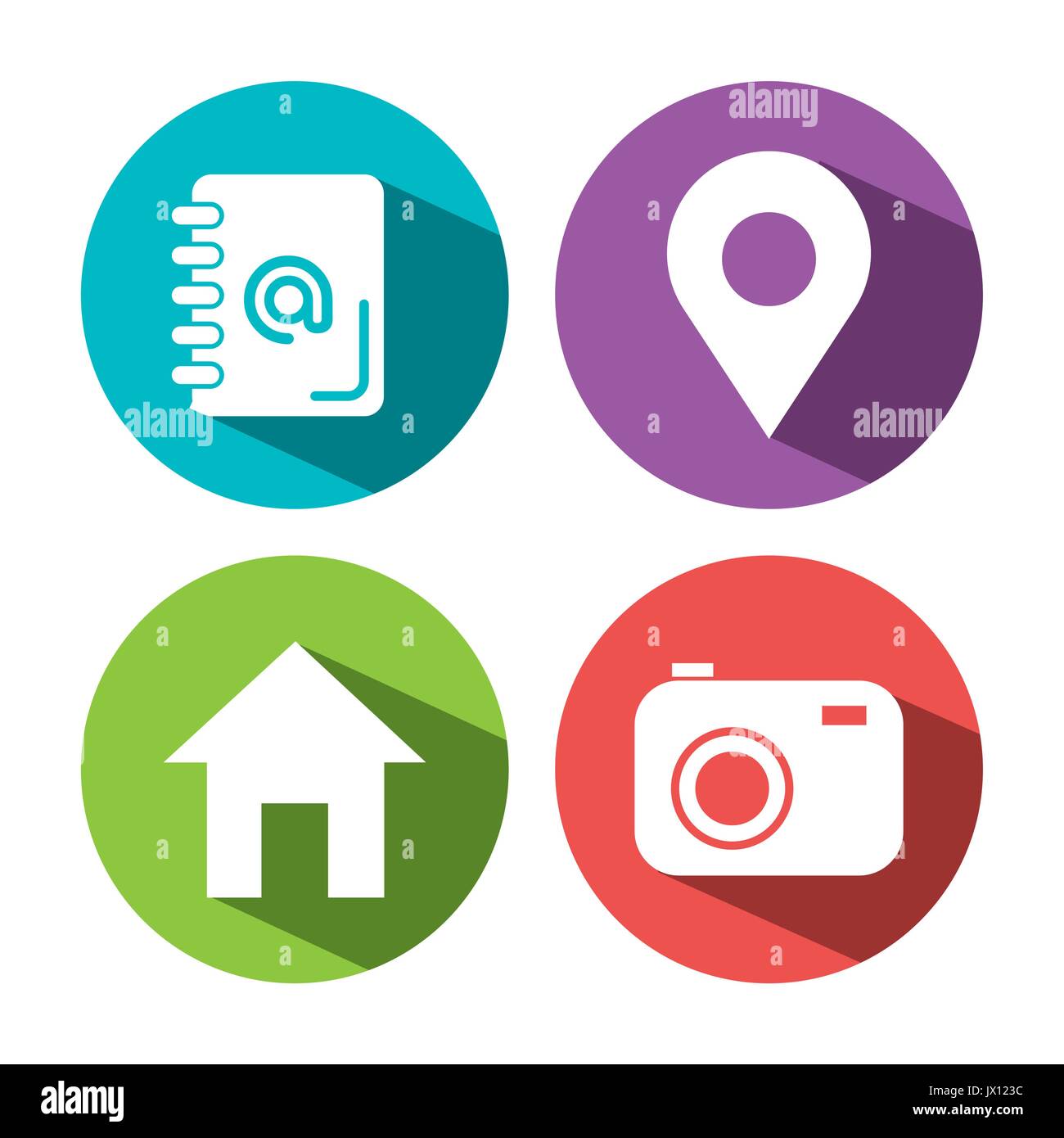 Sammlung internet Symbole auf runde Web Buttons Vector Illustration Stock Vektor