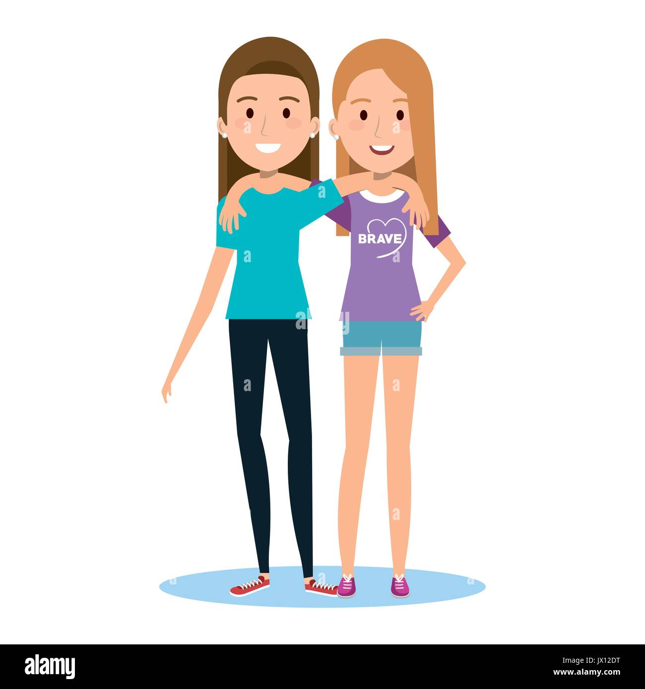 Zwei Schöne Glücklich Beste Freunde Mädchen Umarmt Vector Illustration Stock Vektorgrafik Alamy 
