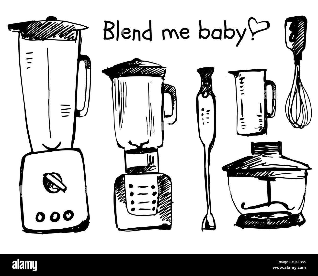 Blender Skizze Vector Illustration. Smoothie doodle Cartooning auf weißem Hintergrund Stock Vektor