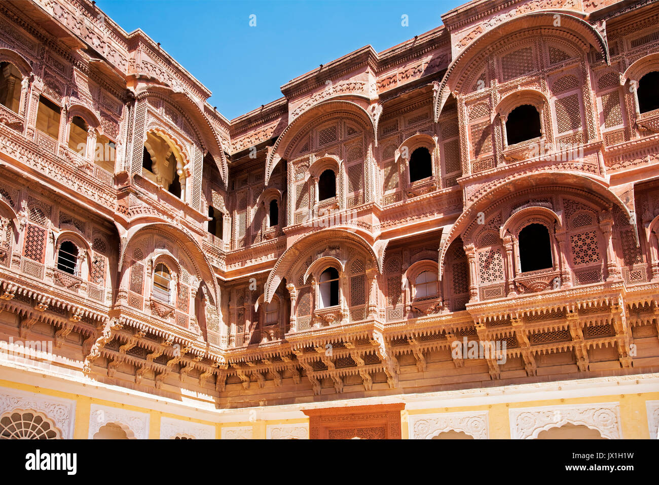 Das Innere des Mehrangarh Fort in Jodhpur, Rajasthan Indien Stockfoto