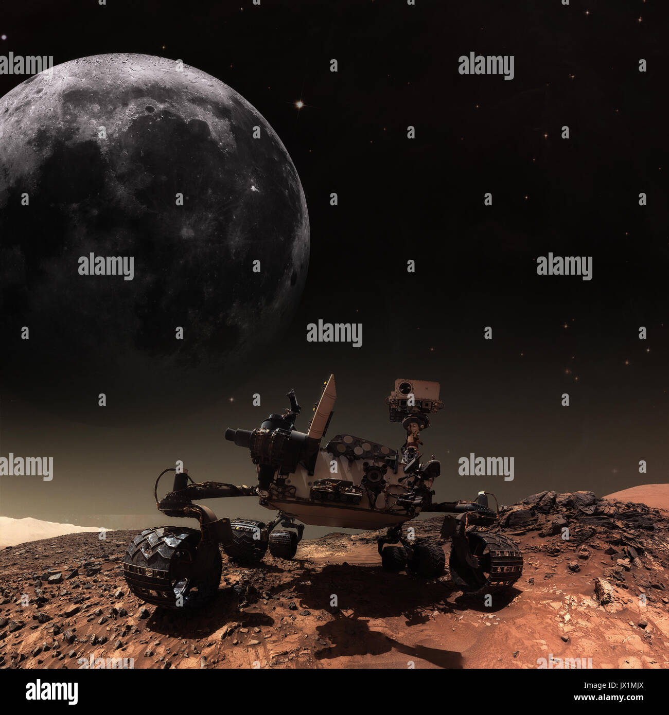 Neugier Rover die Oberfläche des Mars zu erforschen. Stockfoto