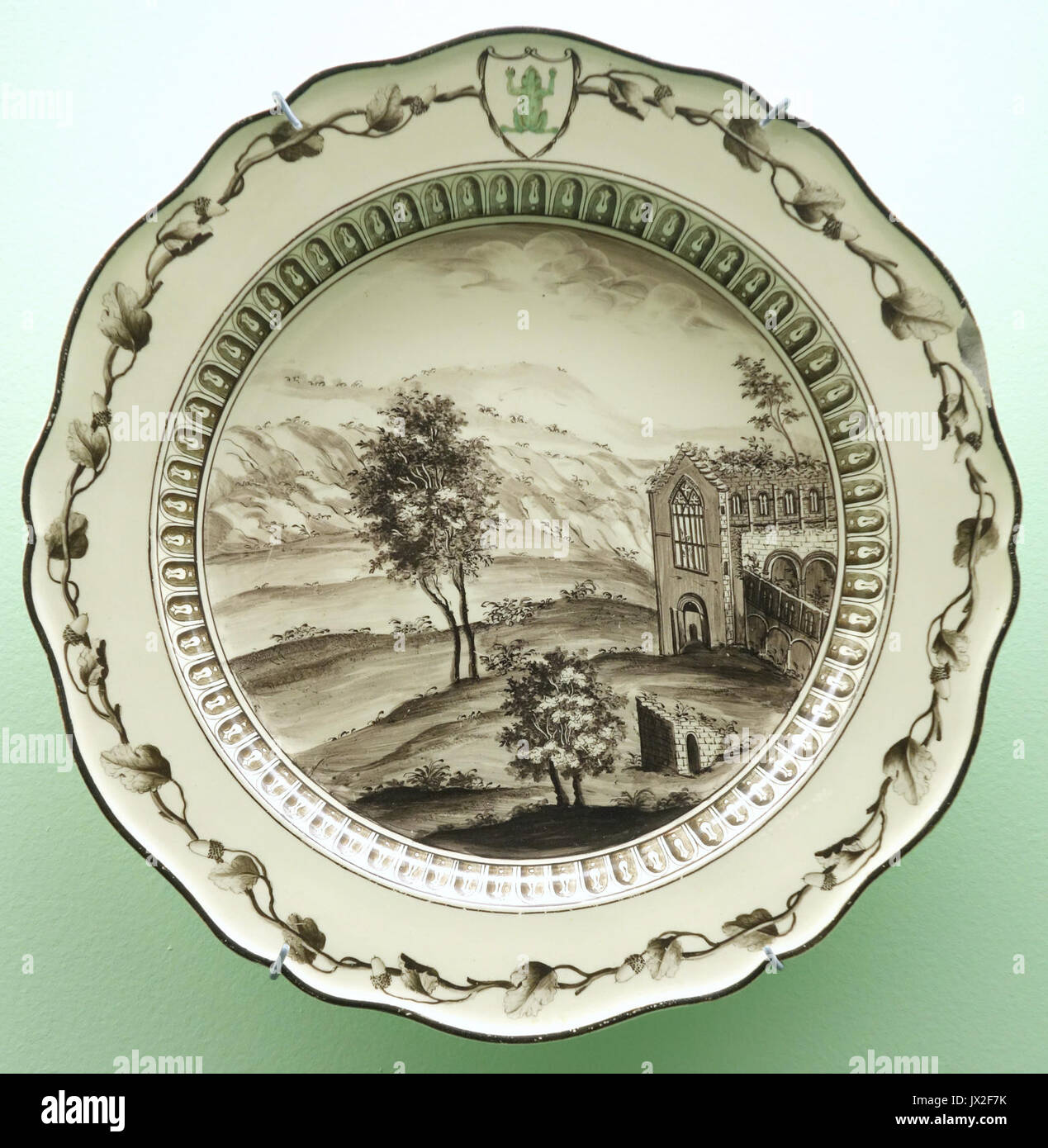 Platte von La Grenouilliere (Frosch Marsh) Service für Katharina II. von Russland Wedgwood, 1774, creamware Brooklyn Museum DSC 08997 Stockfoto