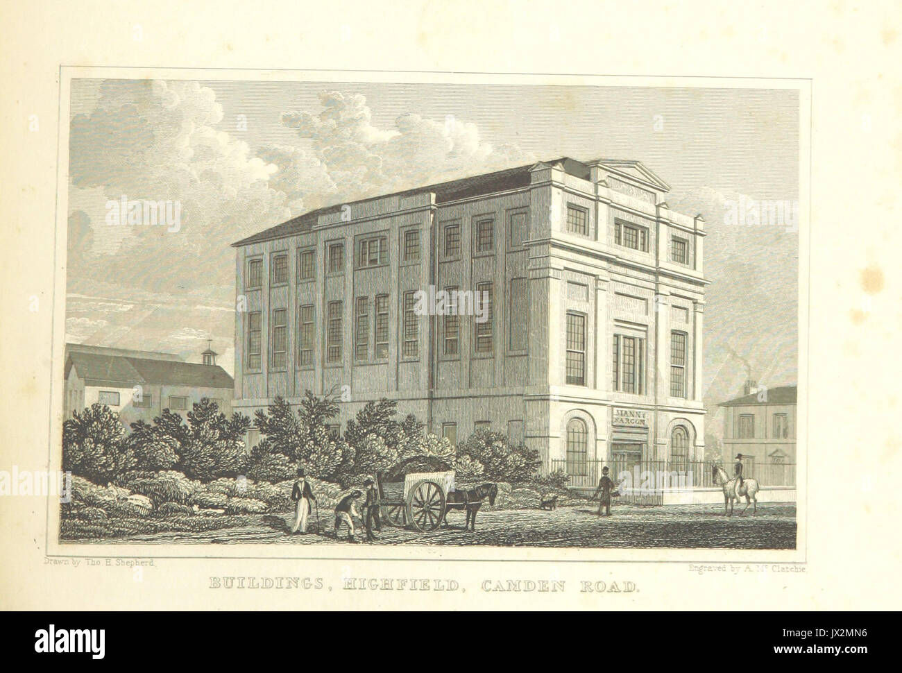 Gebäude, Highfield, Camden Road Hirte, Metropolitan Verbesserungen (1828), p 299 Stockfoto