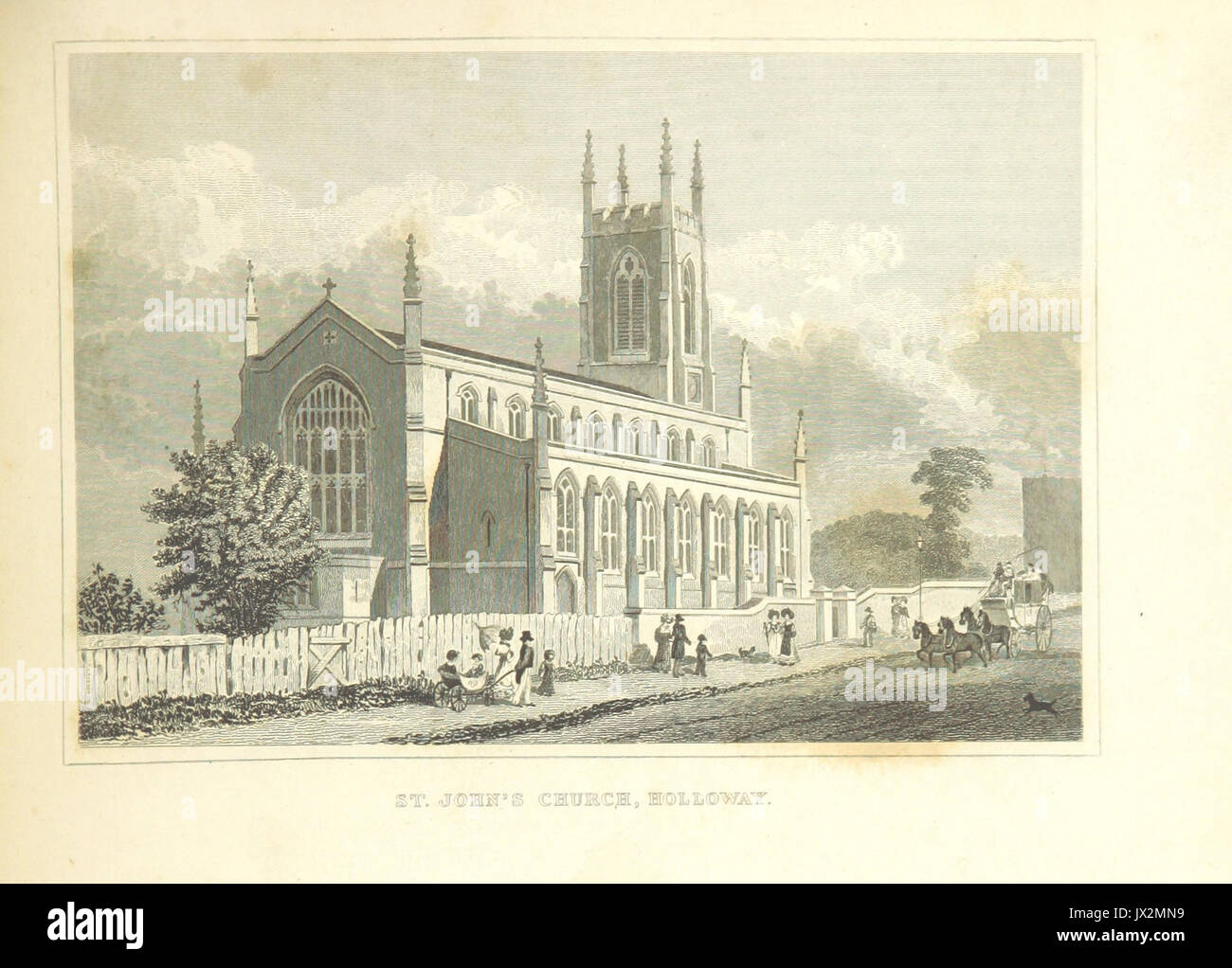 St John's Church, Holloway Hirte, Metropolitan Verbesserungen (1828), p303 Stockfoto