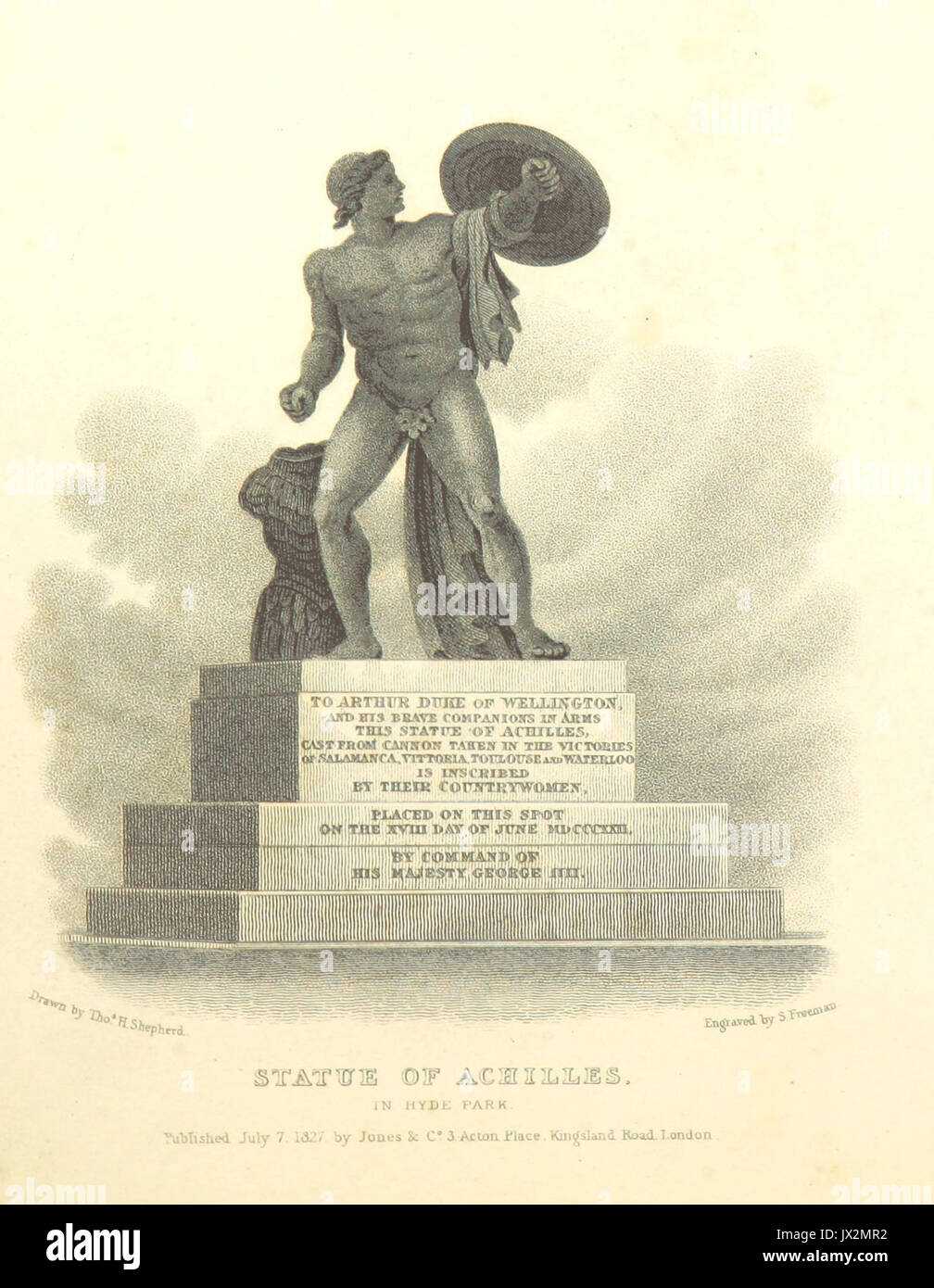 Statue von Achilles im Hyde Park Hirte, Metropolitan Verbesserungen (1828), p 326 Stockfoto