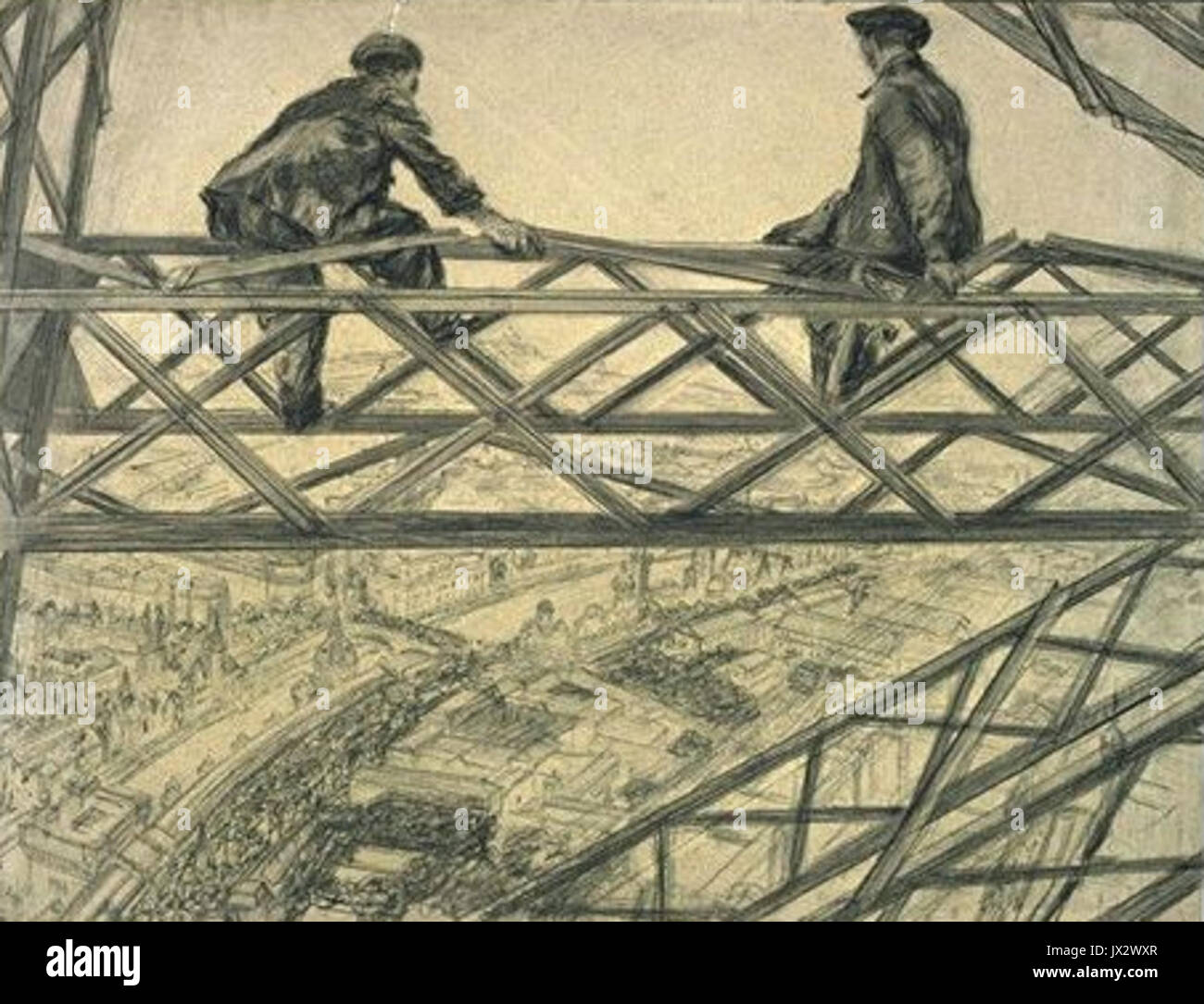 Les Ouvriers de la Tour Eiffel Stockfoto