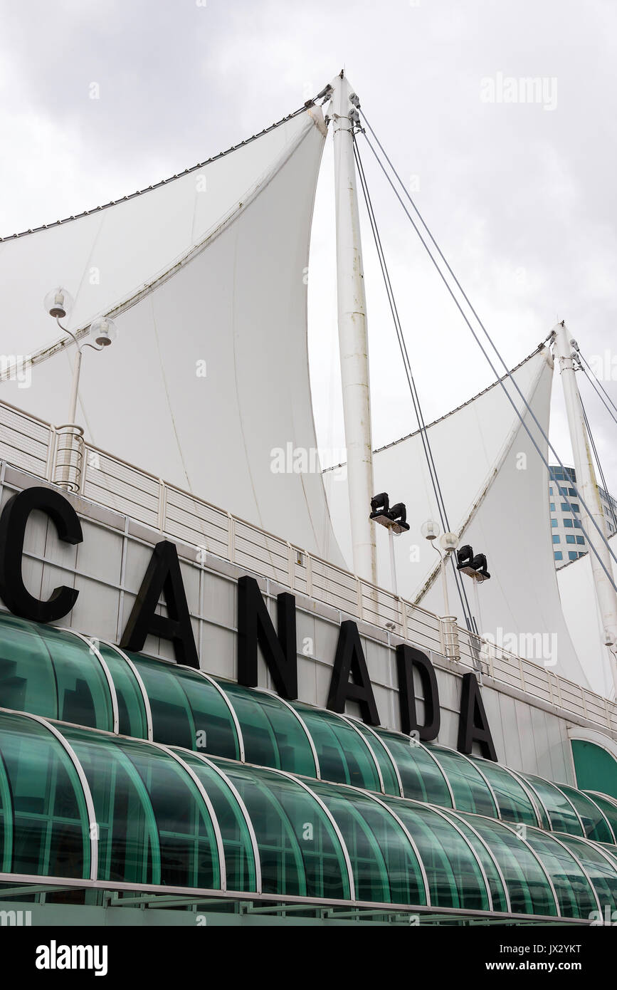 Das Zelt wie große Dachfläche des Hafen von Vancouver Gebäude an der Küste Vancouver British Columbia Kanada Stockfoto
