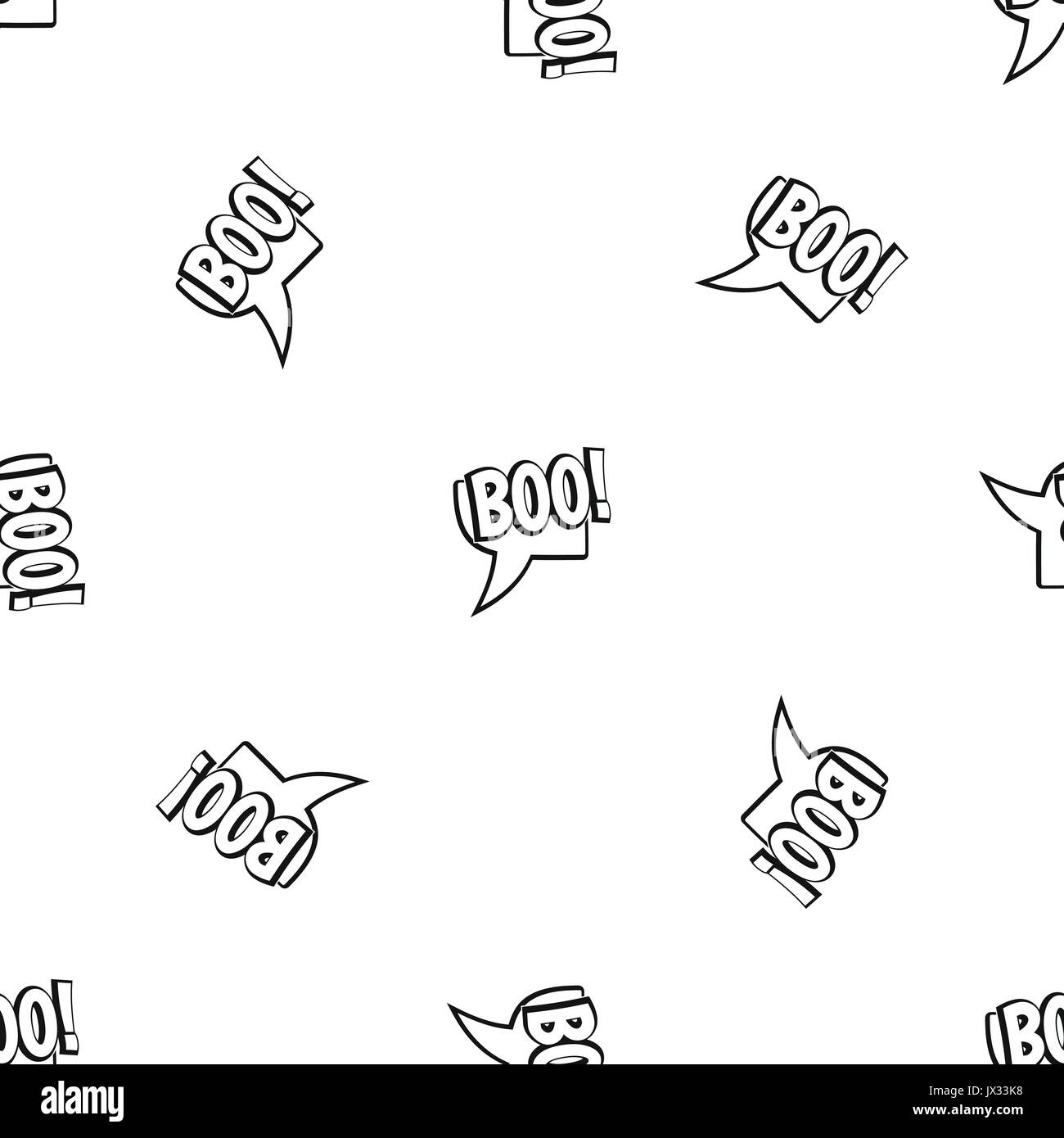 Buh, Comic Text Sprechblase Muster nahtlose Schwarz Stock Vektor