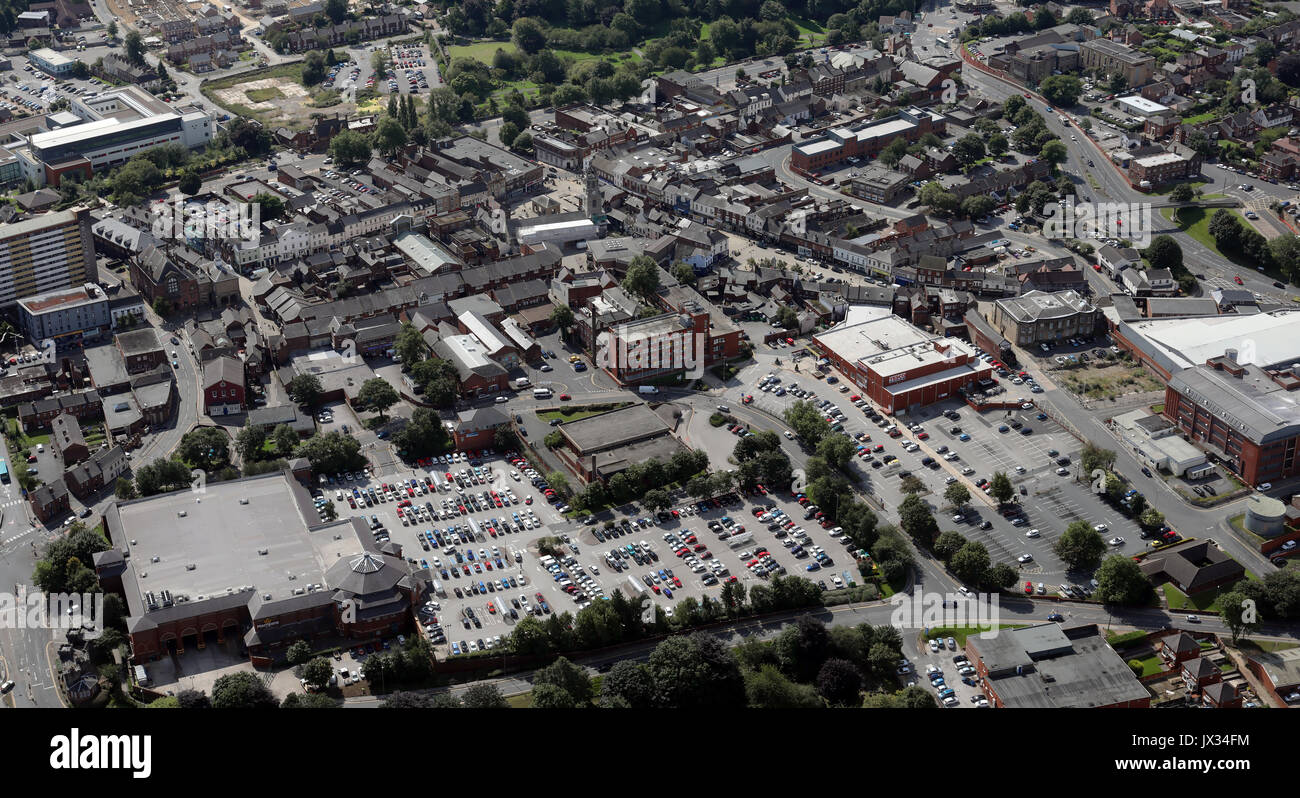 Luftaufnahme von Pontefract Stadtzentrum, Yorkshire, Großbritannien Stockfoto