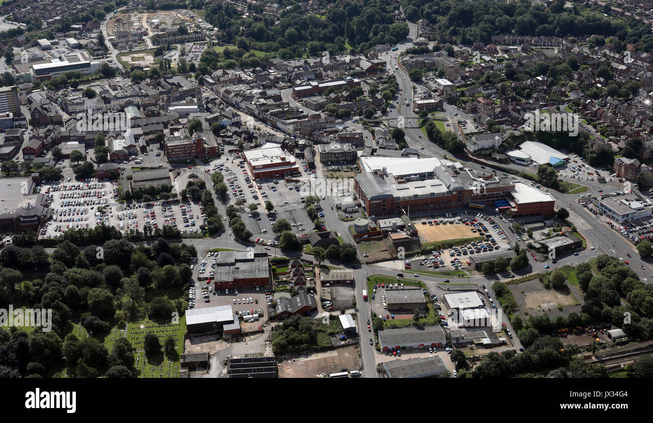 Luftaufnahme von Pontefract Stadtzentrum, Yorkshire, Großbritannien Stockfoto